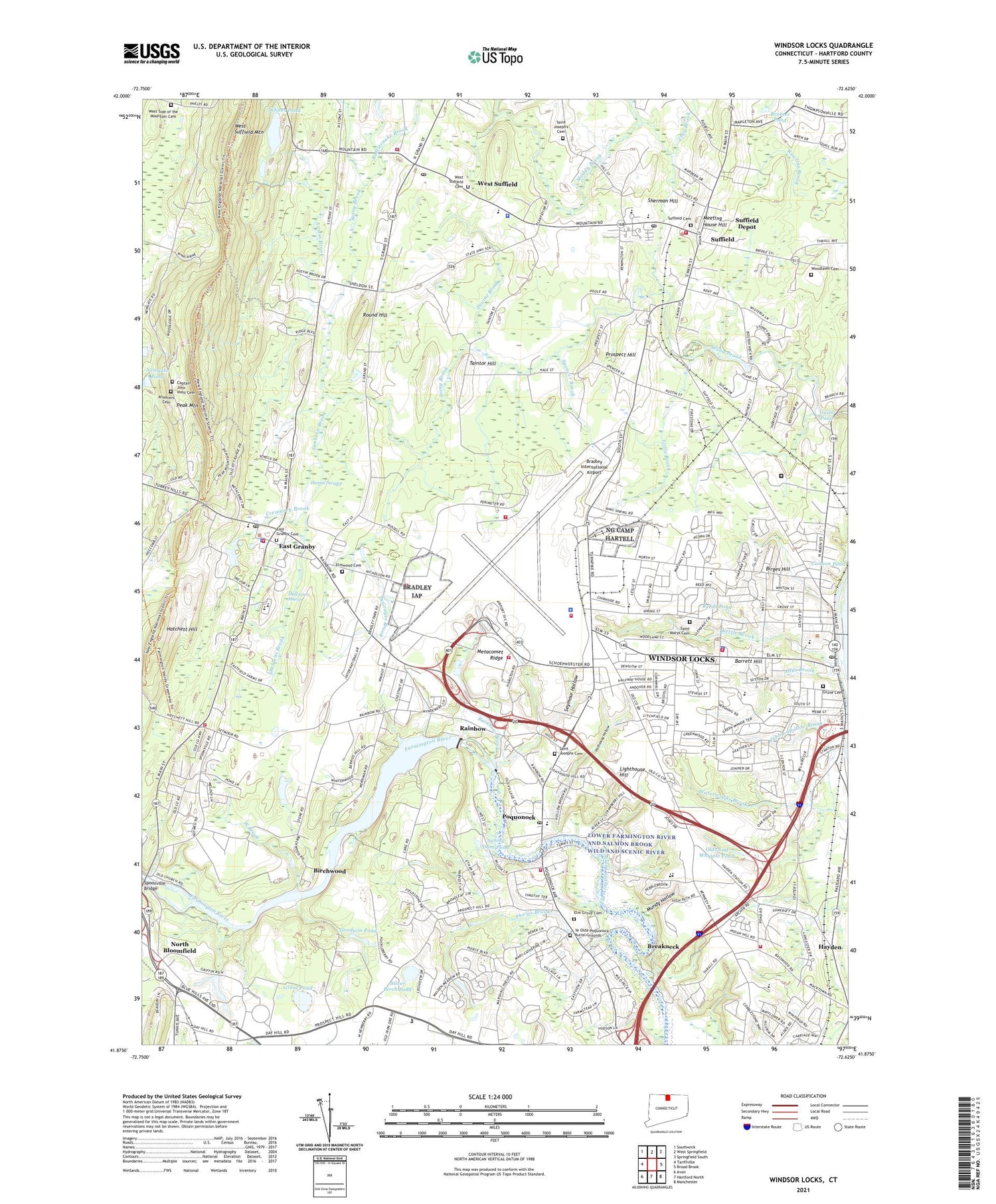Windsor Locks Connecticut US Topo Map Image