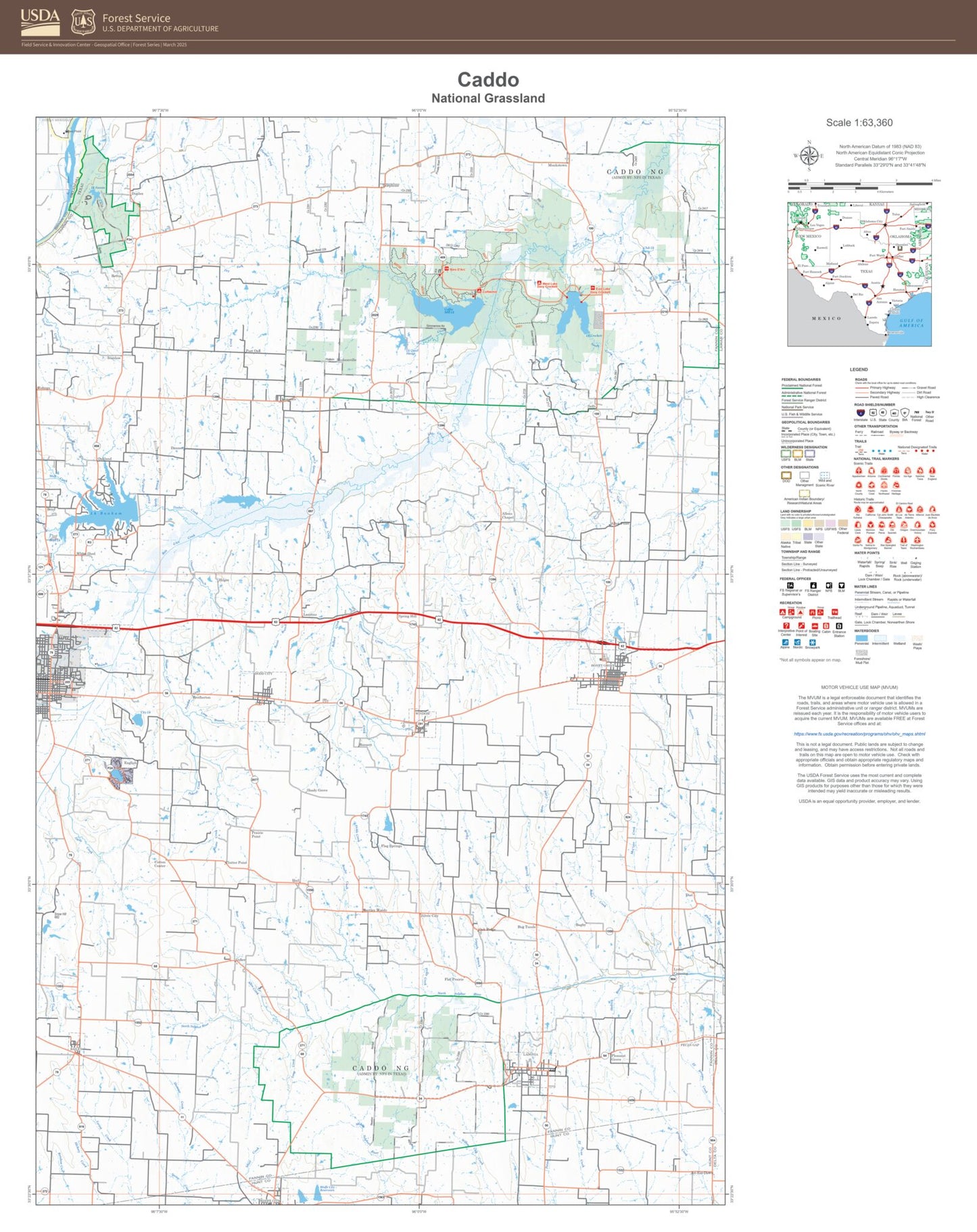 Caddo National Grassland Map