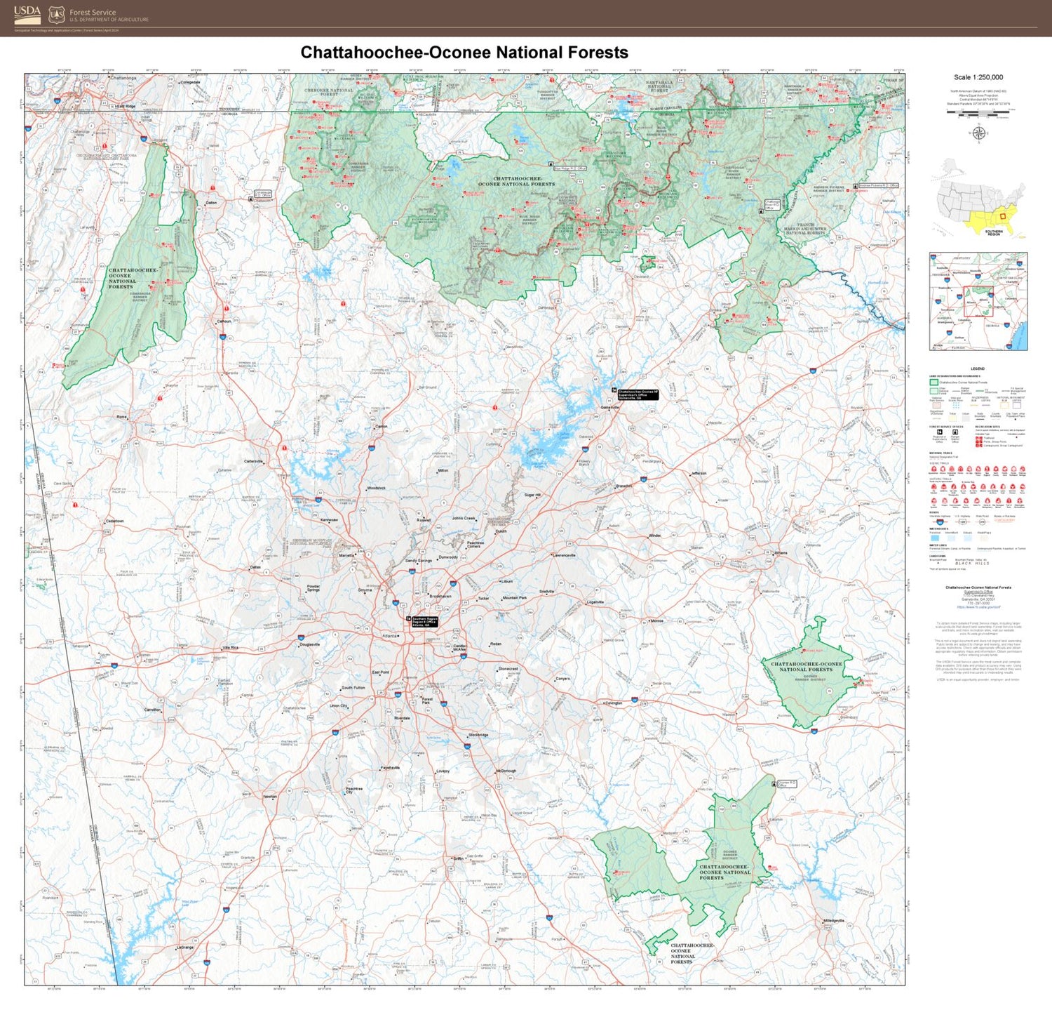 Chattahoochee-Oconee National Forests Map