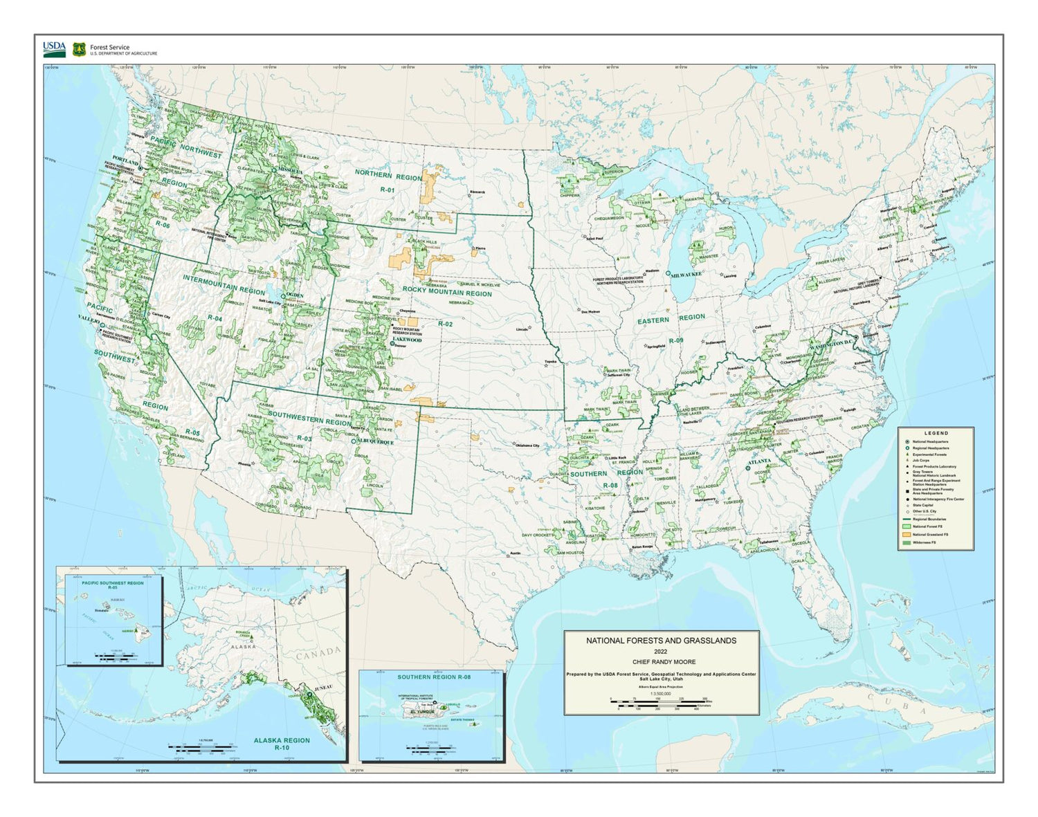 Chiefs Map of National Forests Poster Map