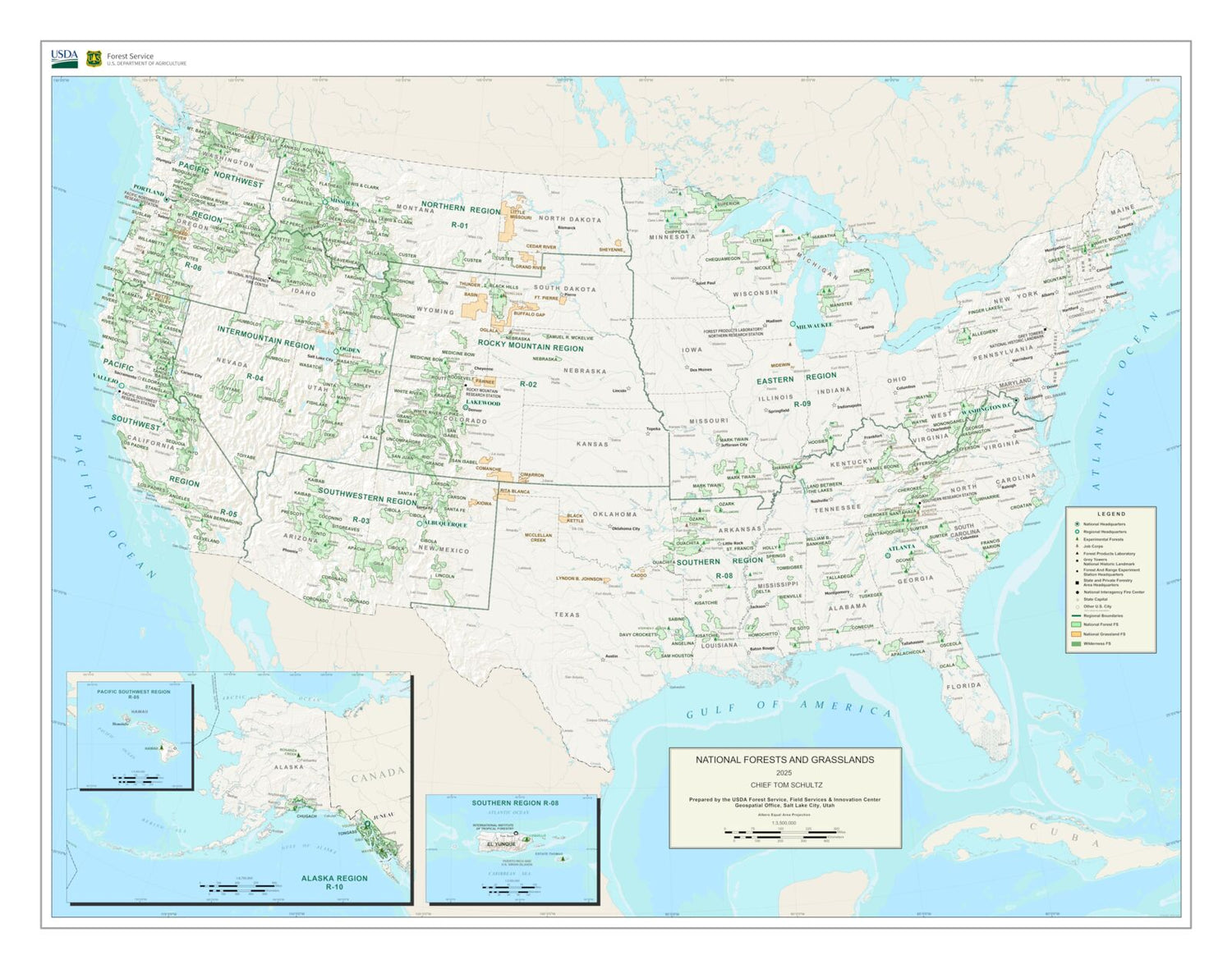 Chiefs Map of National Forests Poster Map