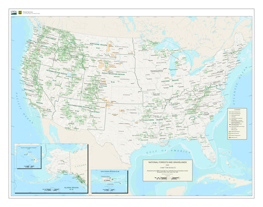 Chiefs Map of National Forests Poster Map