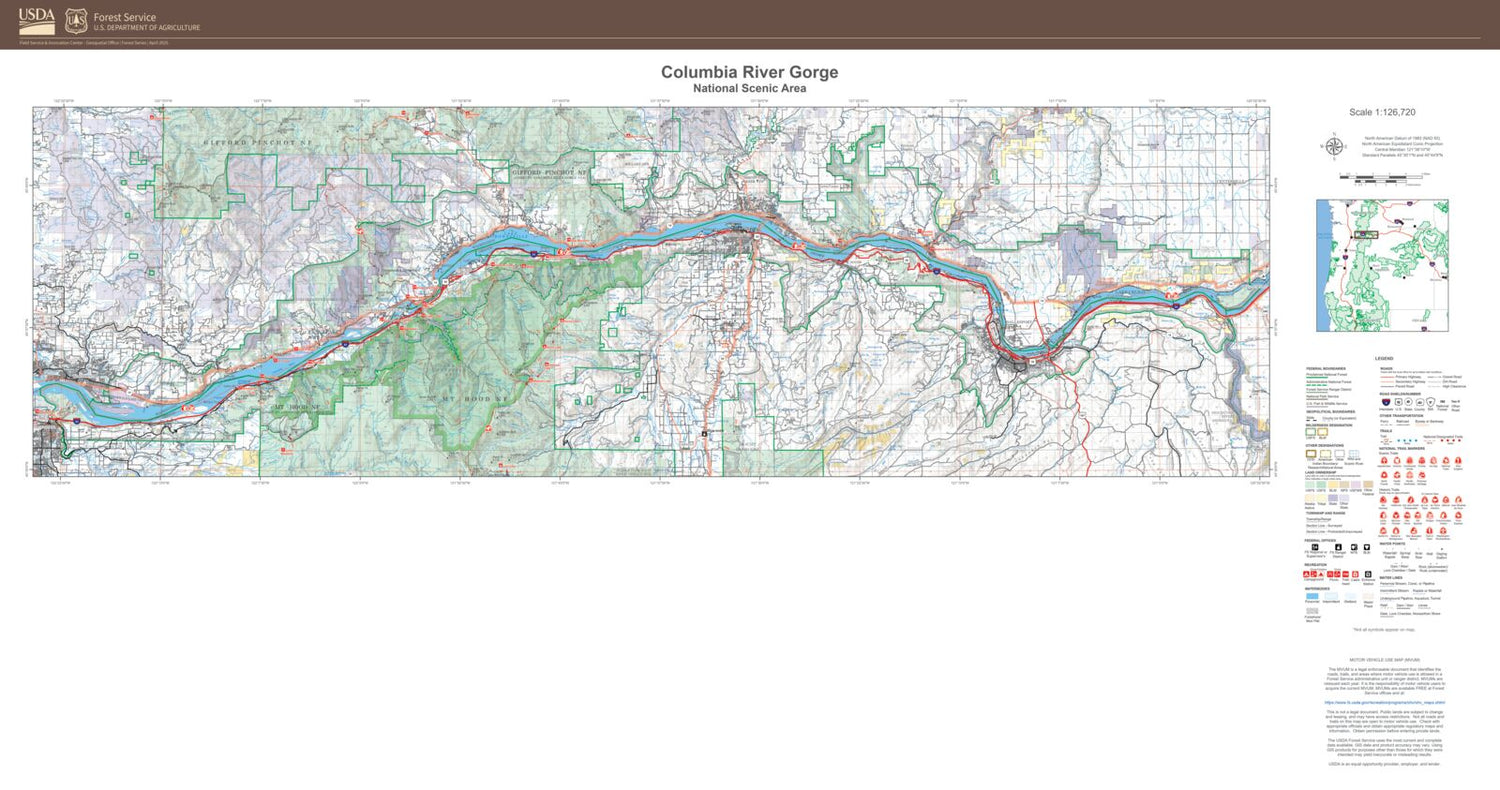 Columbia River Gorge National Scenic Area Map
