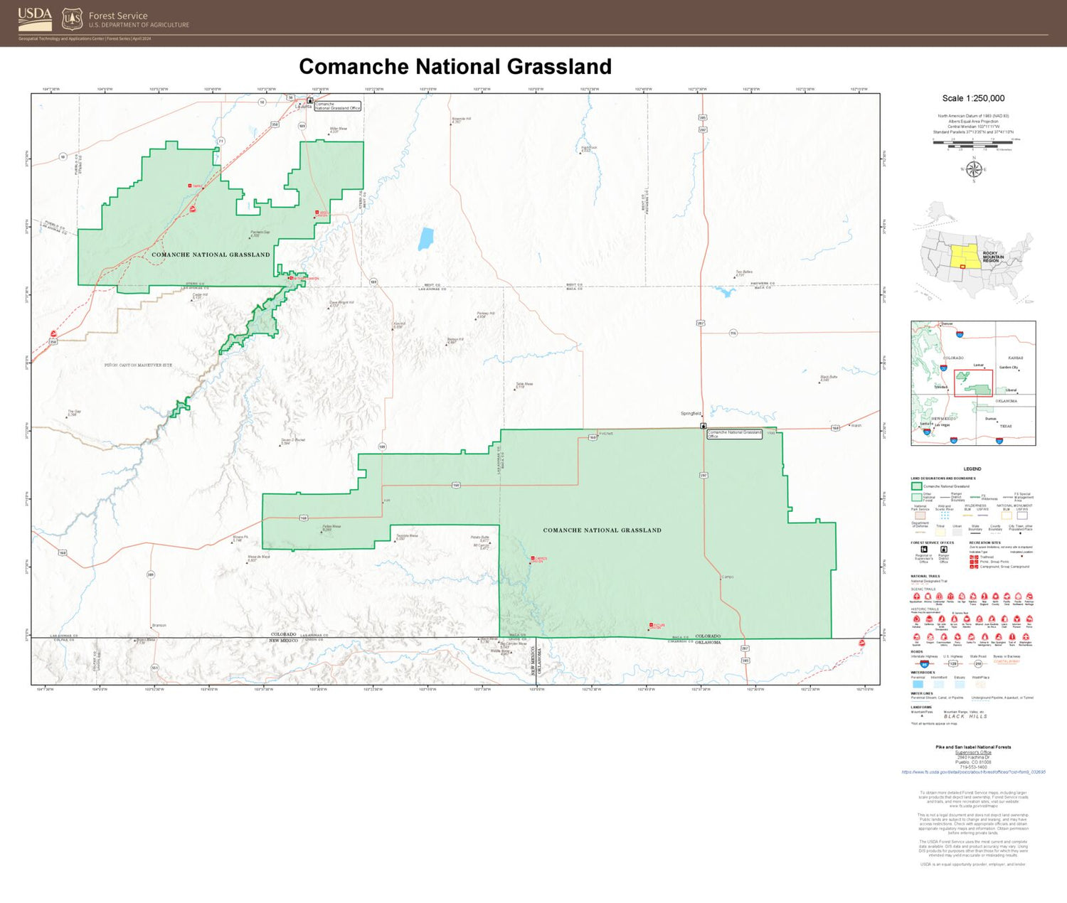 Comanche National Grassland Map