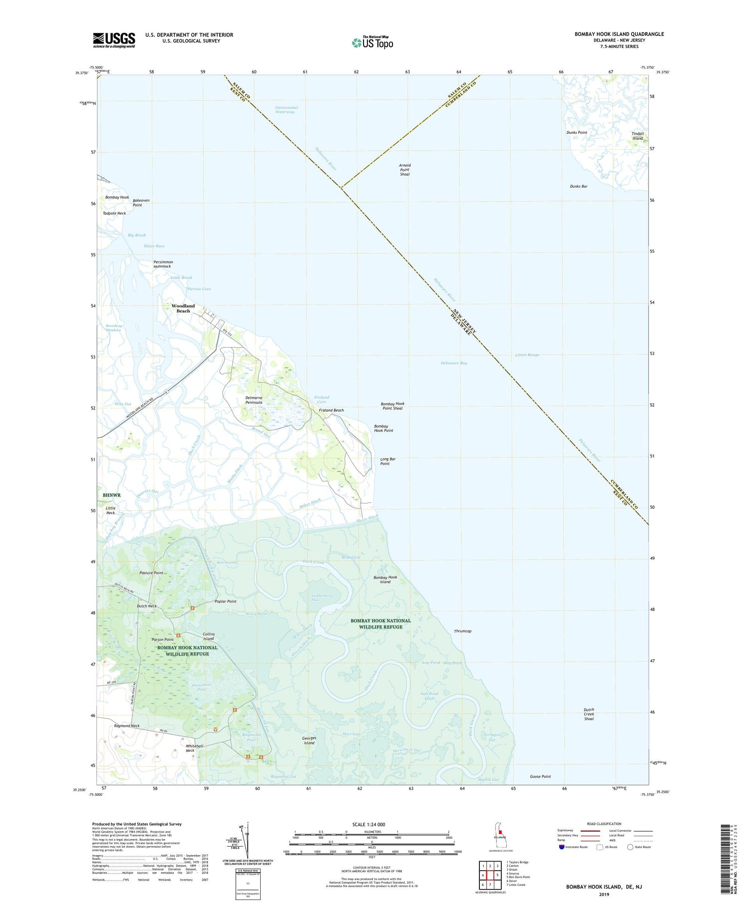 Bombay Hook Island Delaware US Topo Map Image