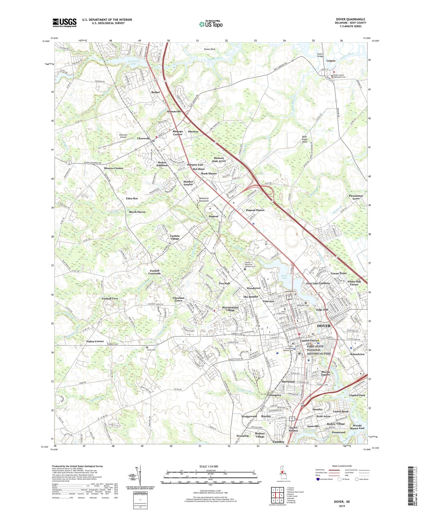 Dover Delaware US Topo Map Image