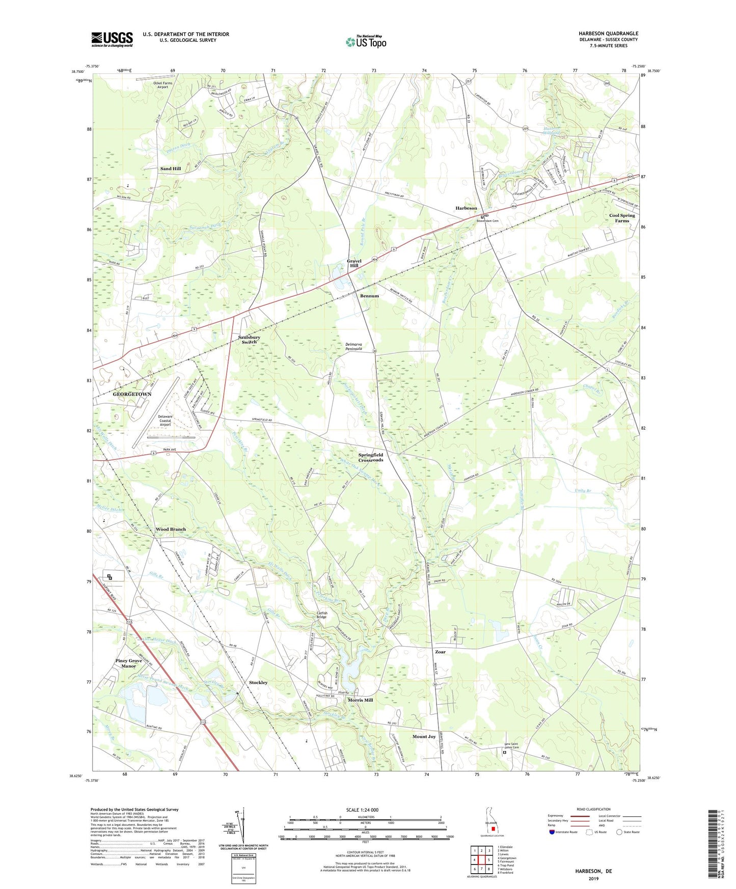Harbeson Delaware US Topo Map Image