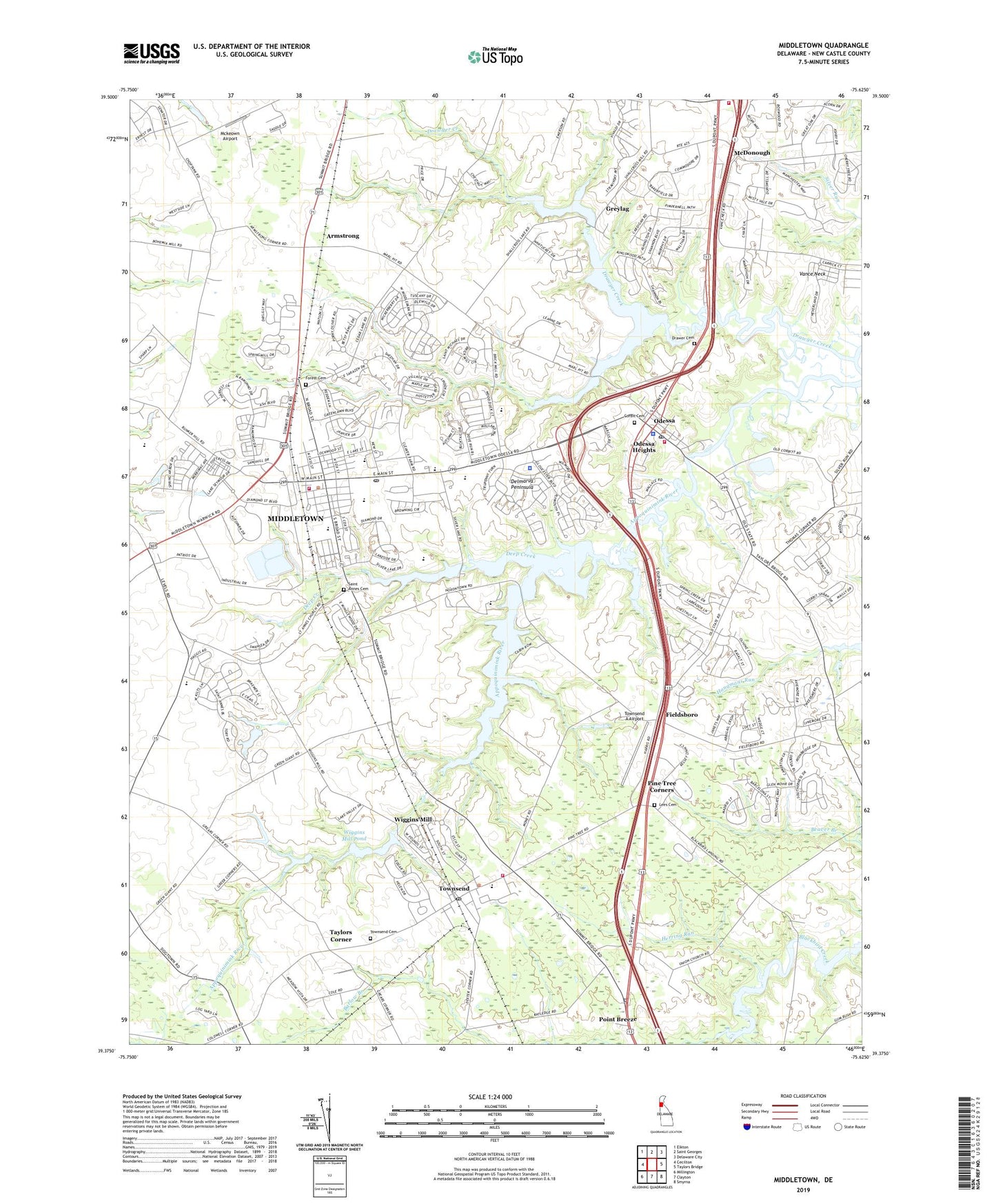 Middletown Delaware US Topo Map Image