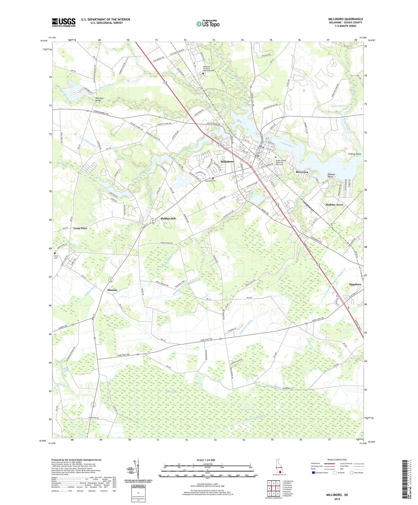 Millsboro Delaware US Topo Map Image