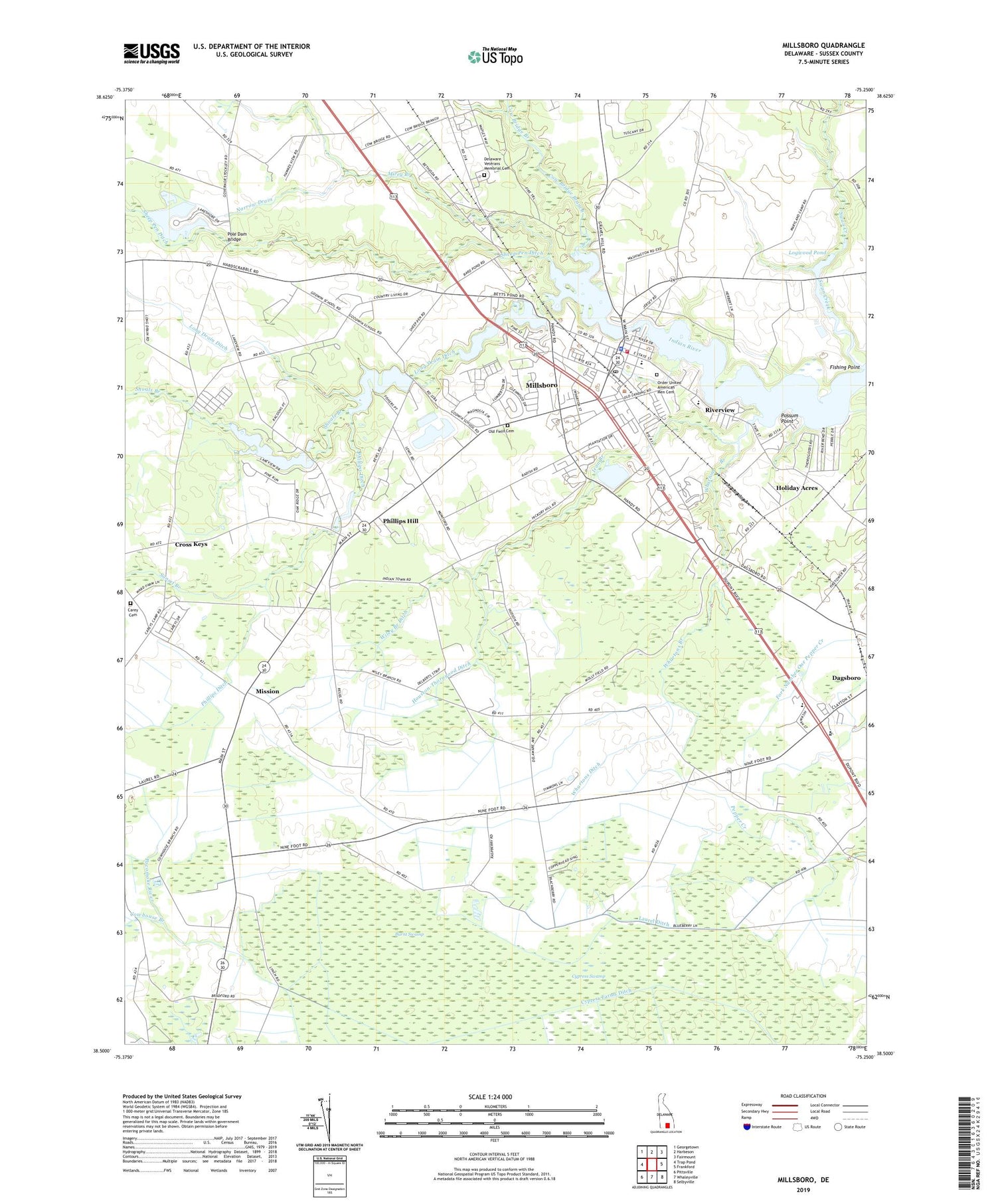 Millsboro Delaware US Topo Map Image
