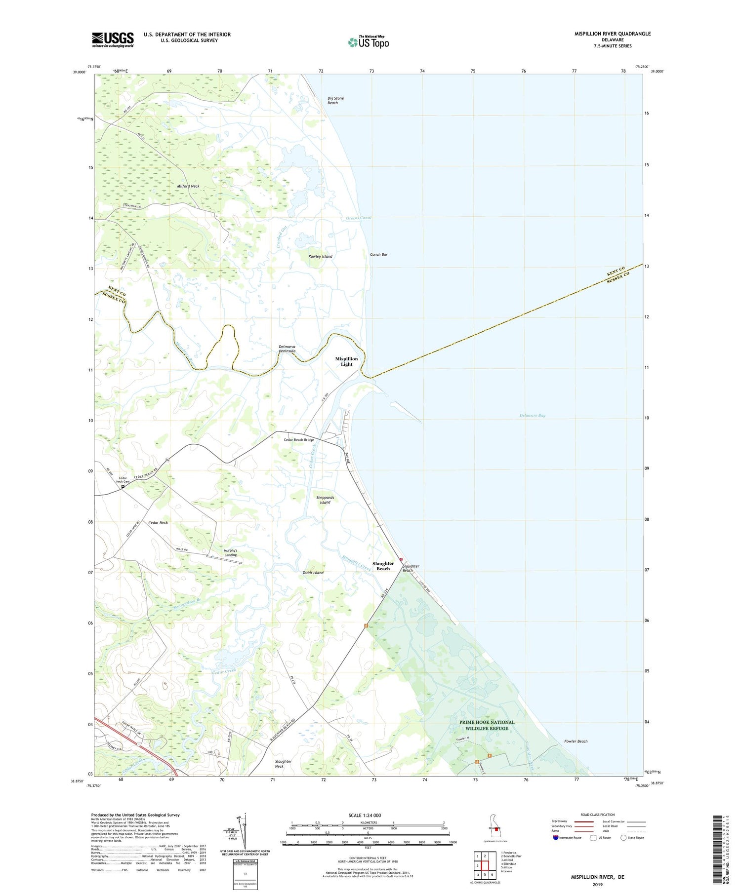 Mispillion River Delaware US Topo Map Image