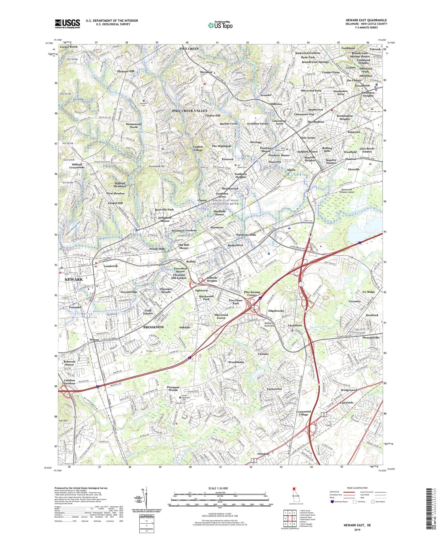 Newark East Delaware US Topo Map Image