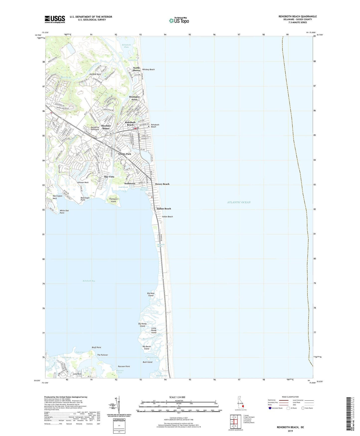 Rehoboth Beach Delaware US Topo Map Image