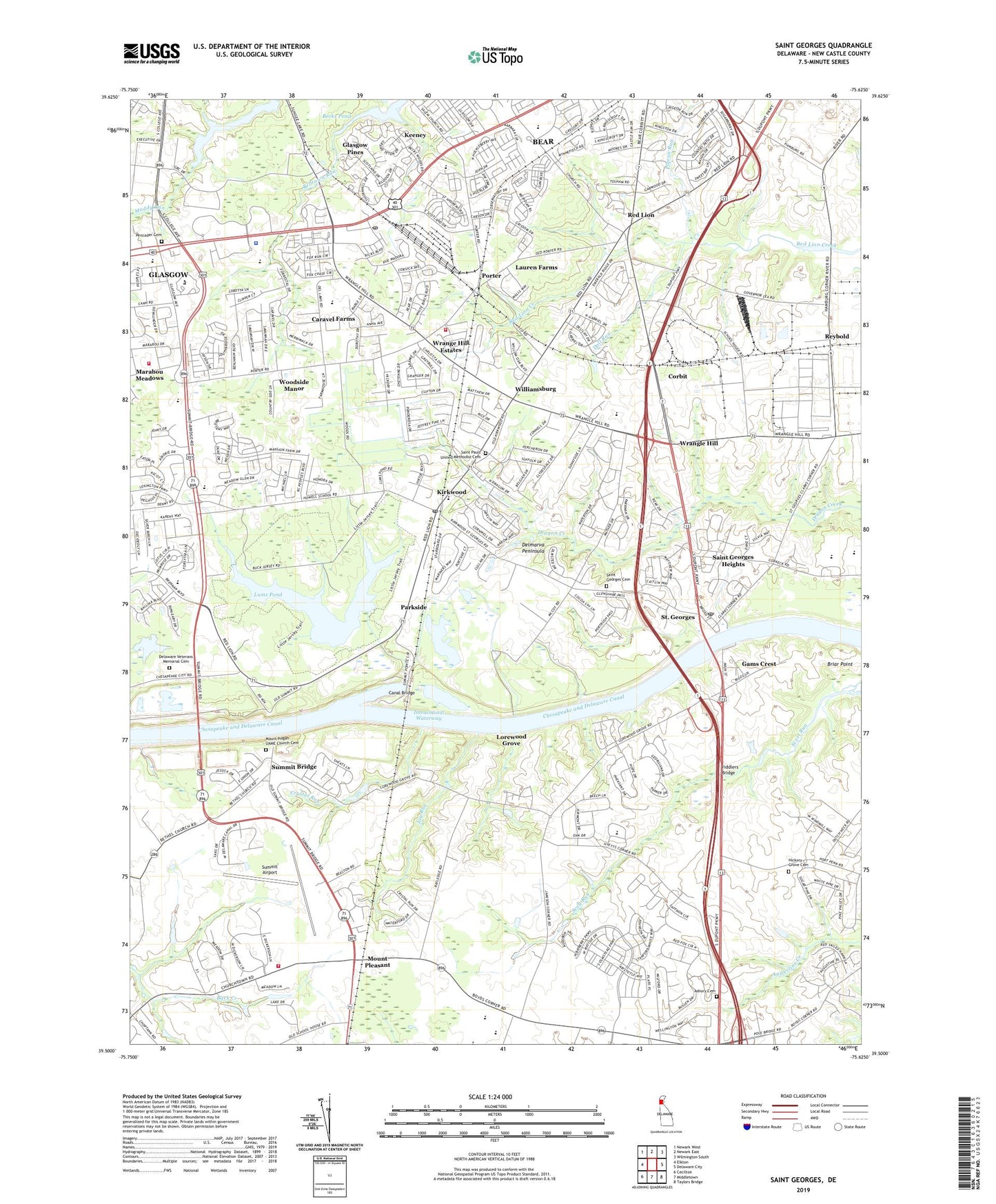 Saint Georges Delaware US Topo Map Image