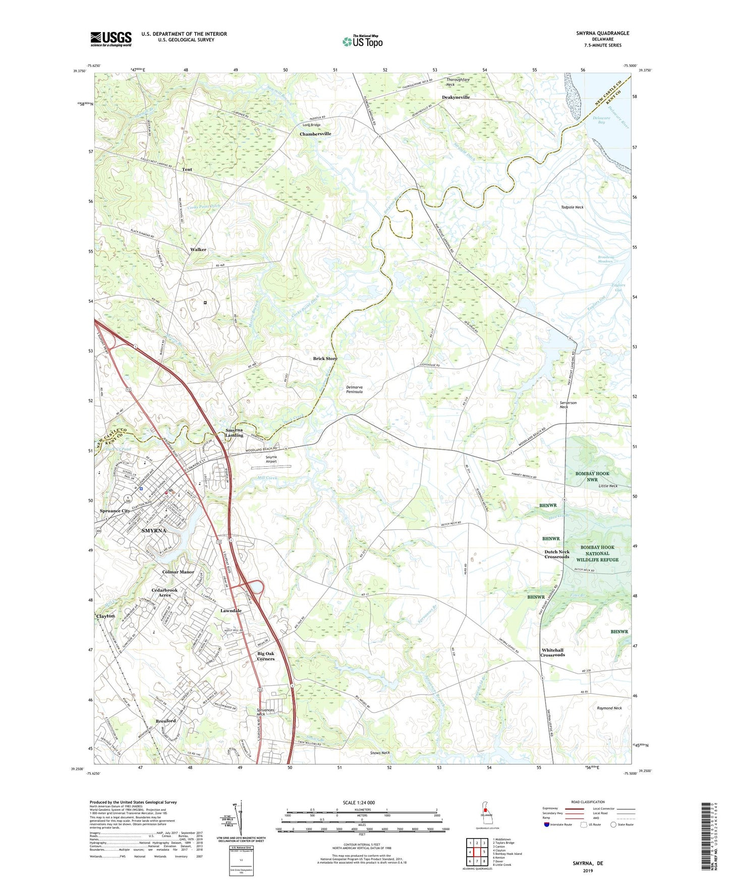 Smyrna Delaware US Topo Map Image