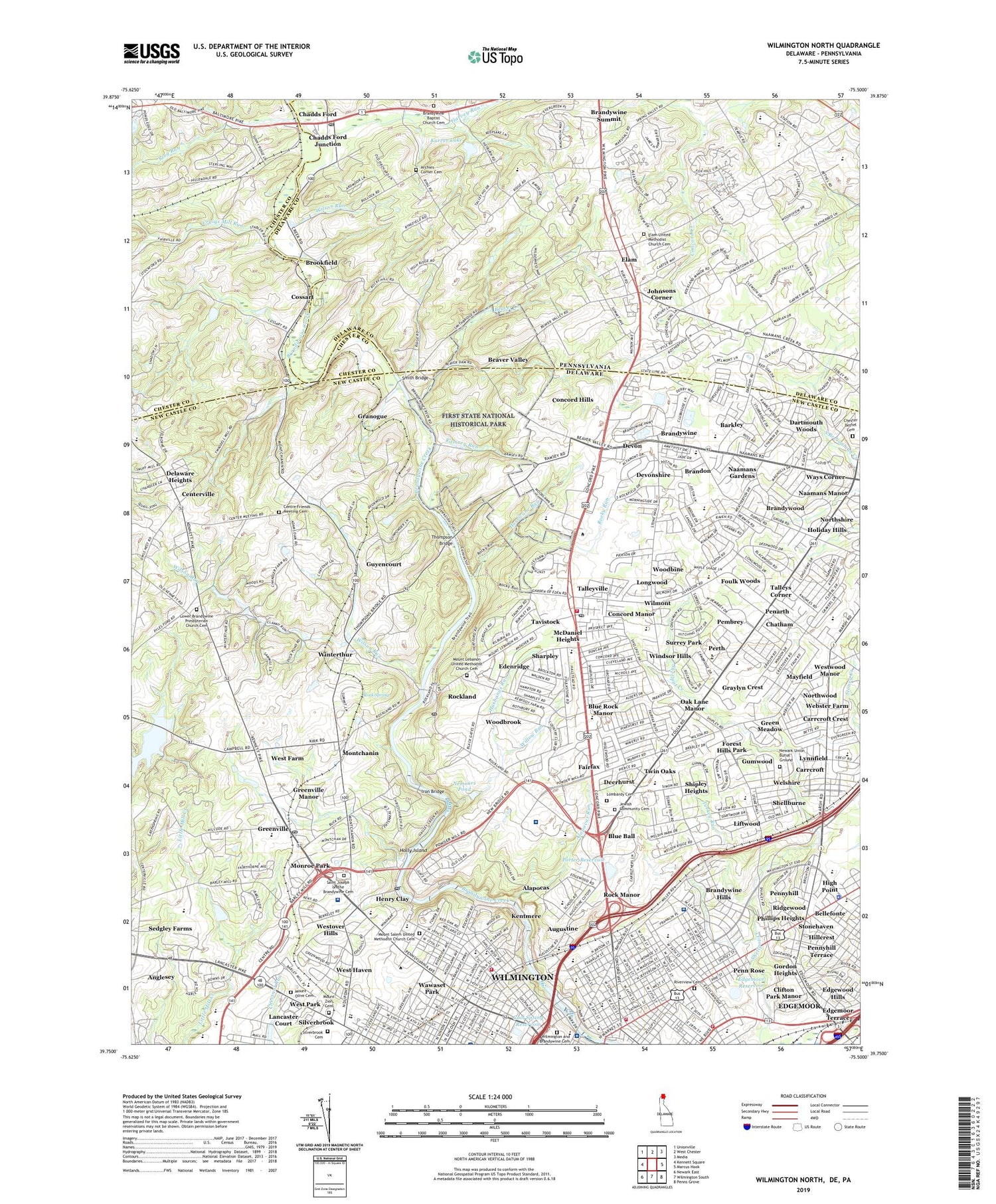 Wilmington North Delaware US Topo Map Image
