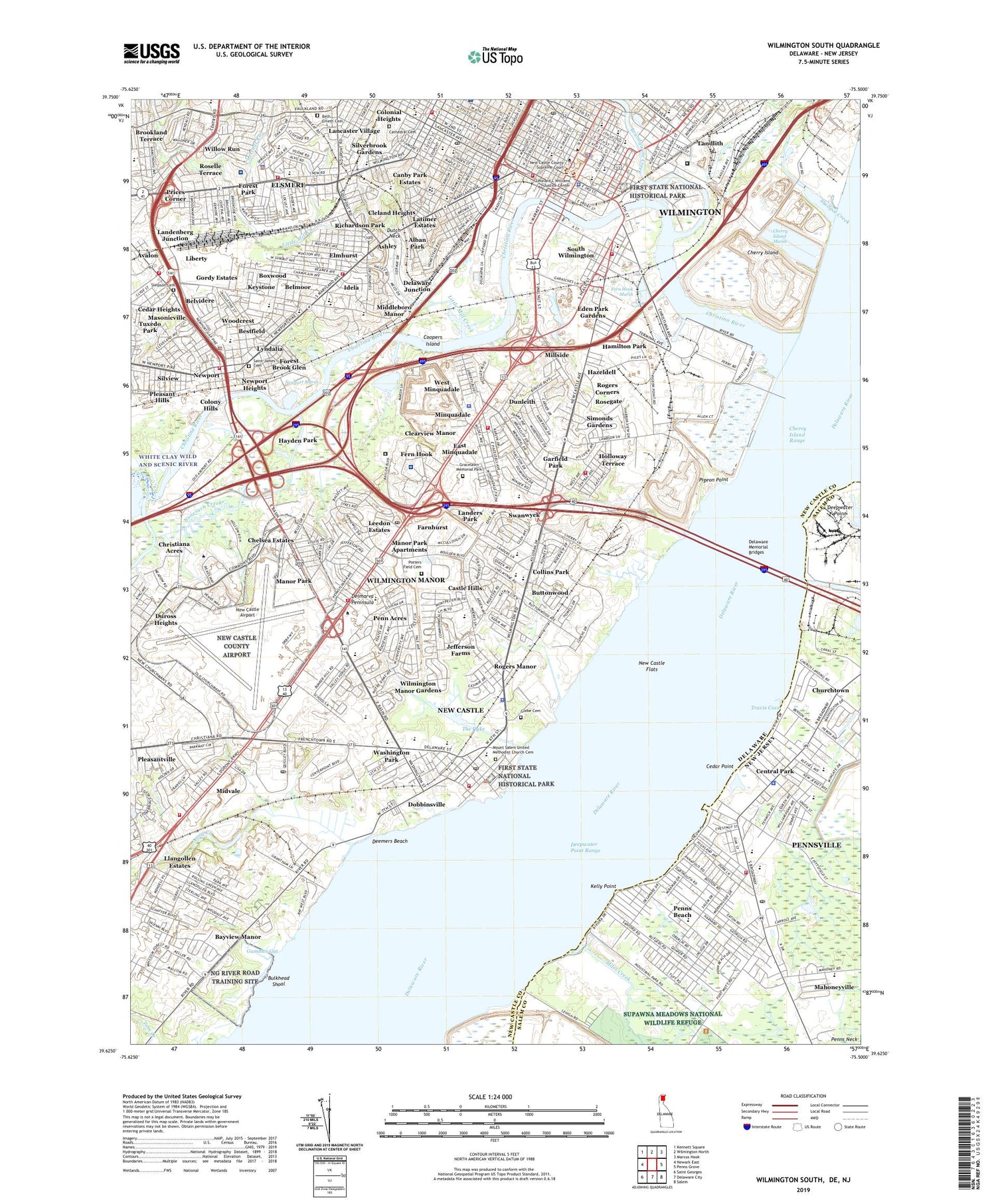 Wilmington South Delaware US Topo Map Image