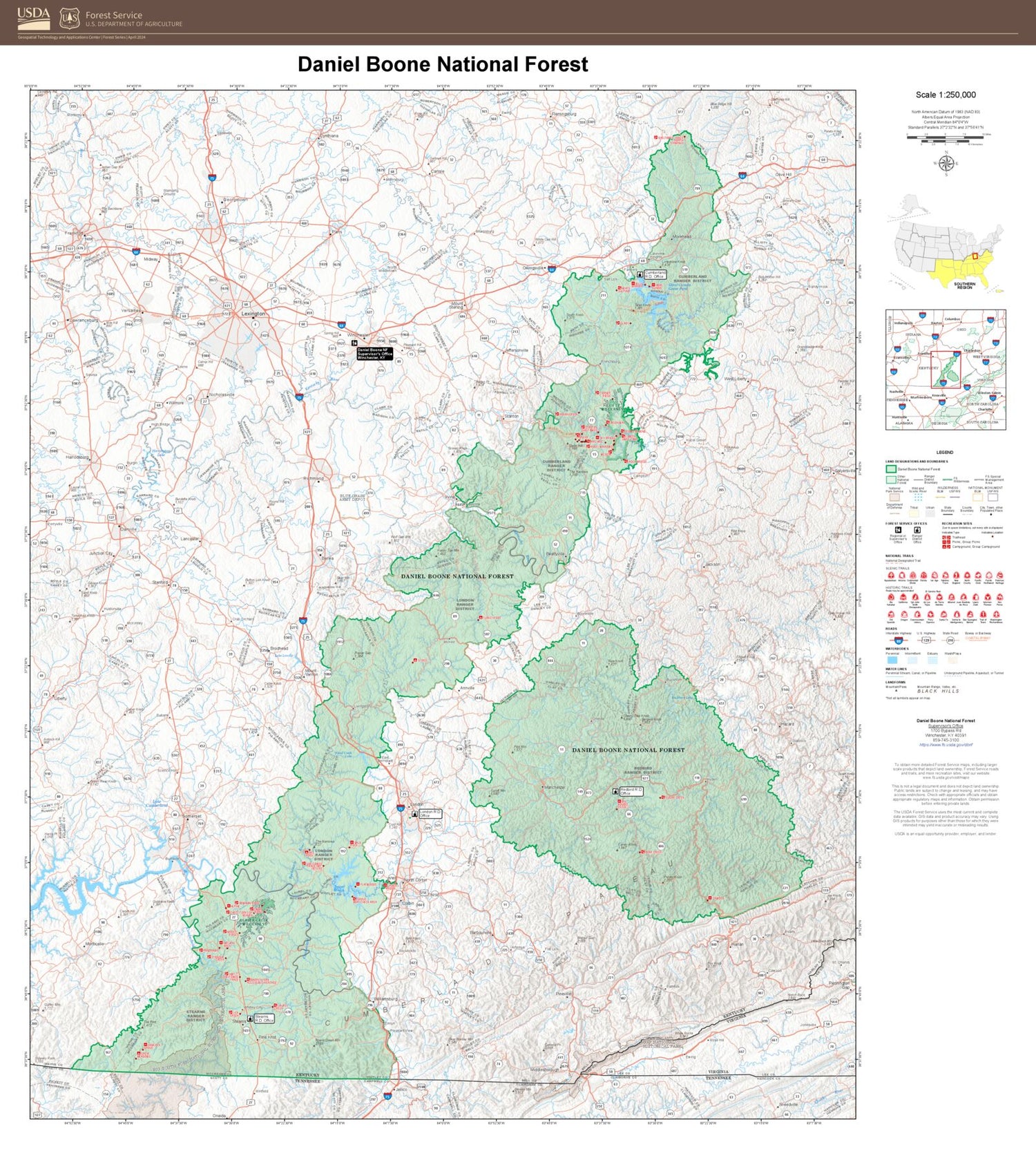 Daniel Boone National Forest Map