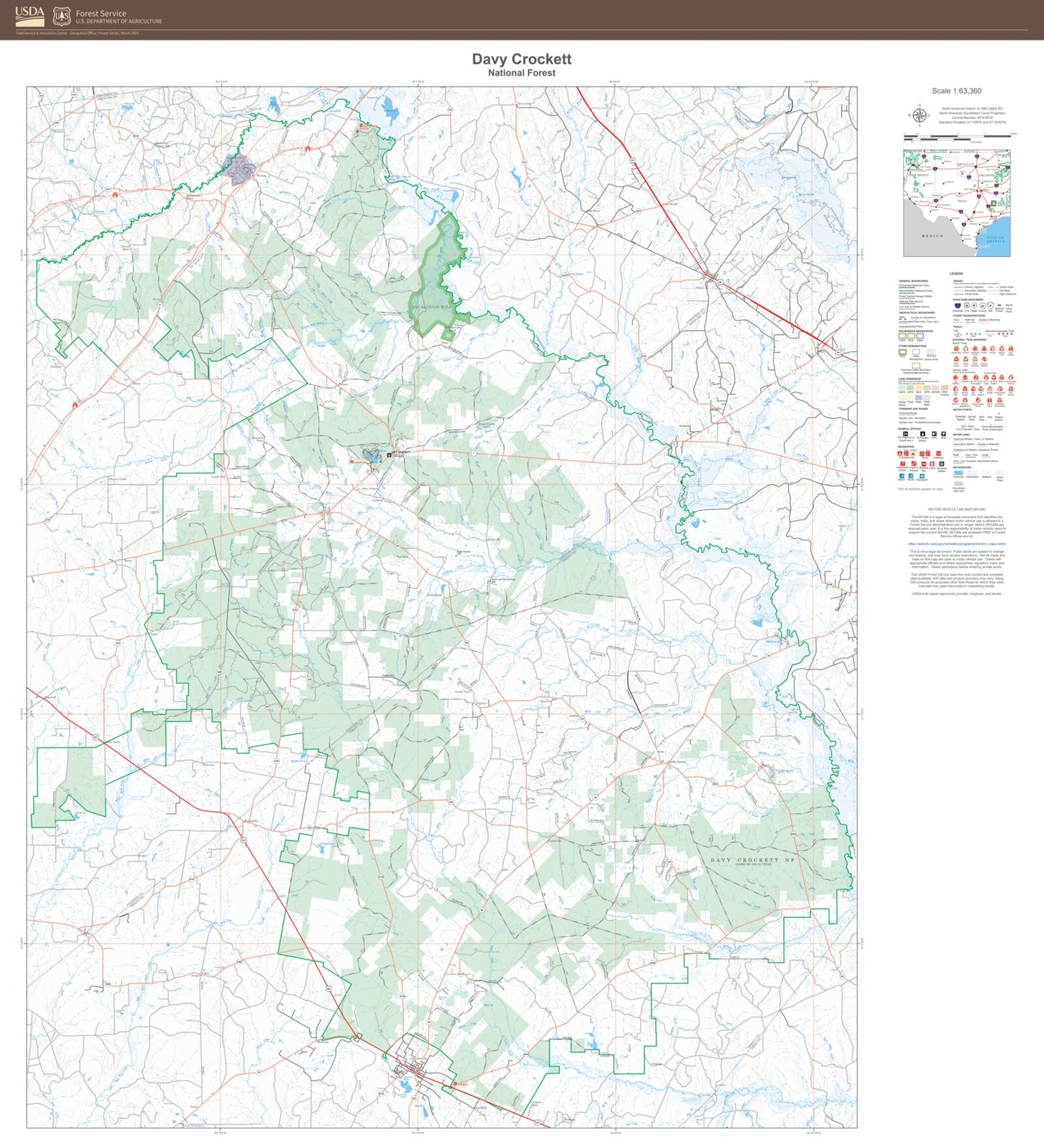Davy Crockett National Forest Map
