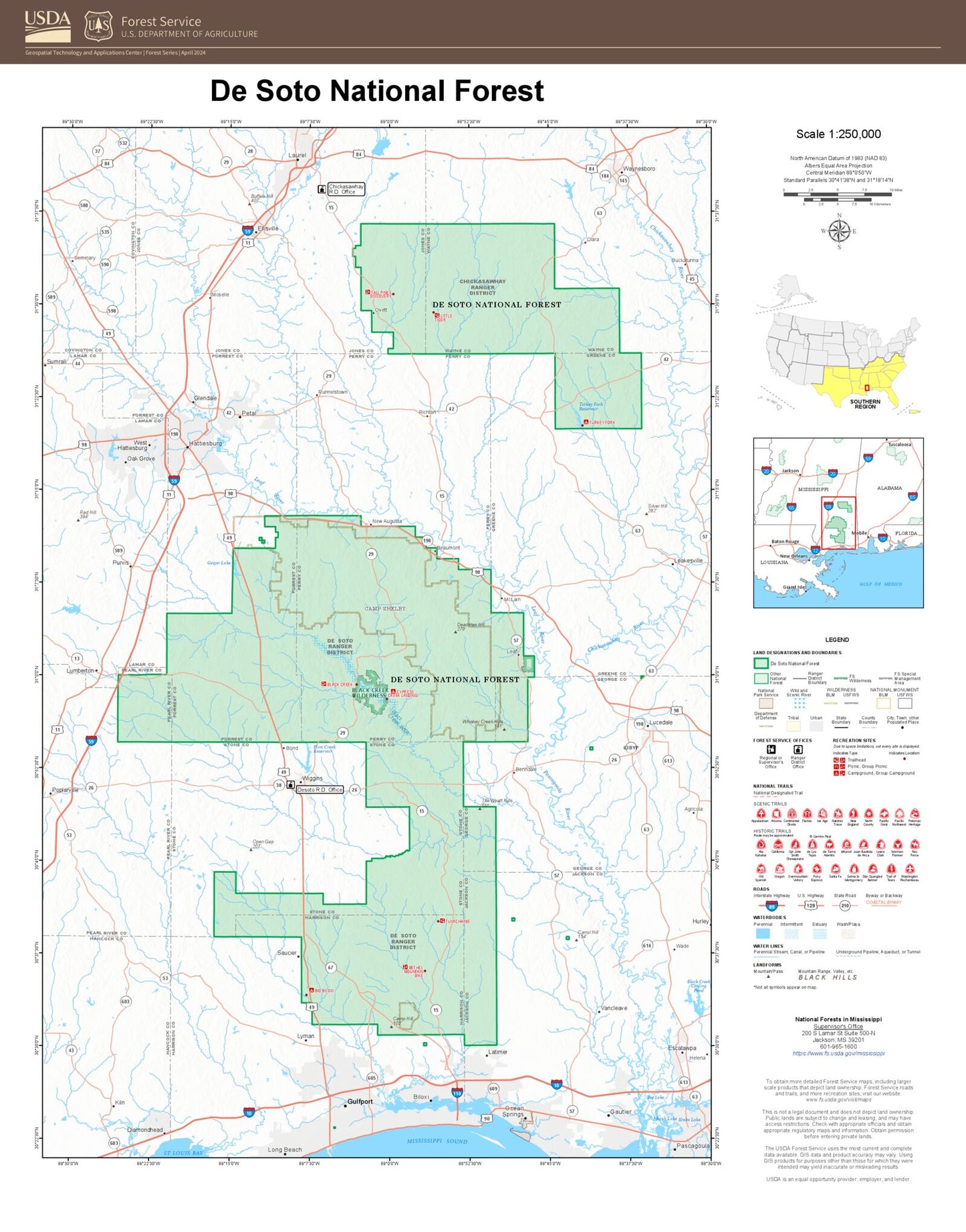 De Soto National Forest Map