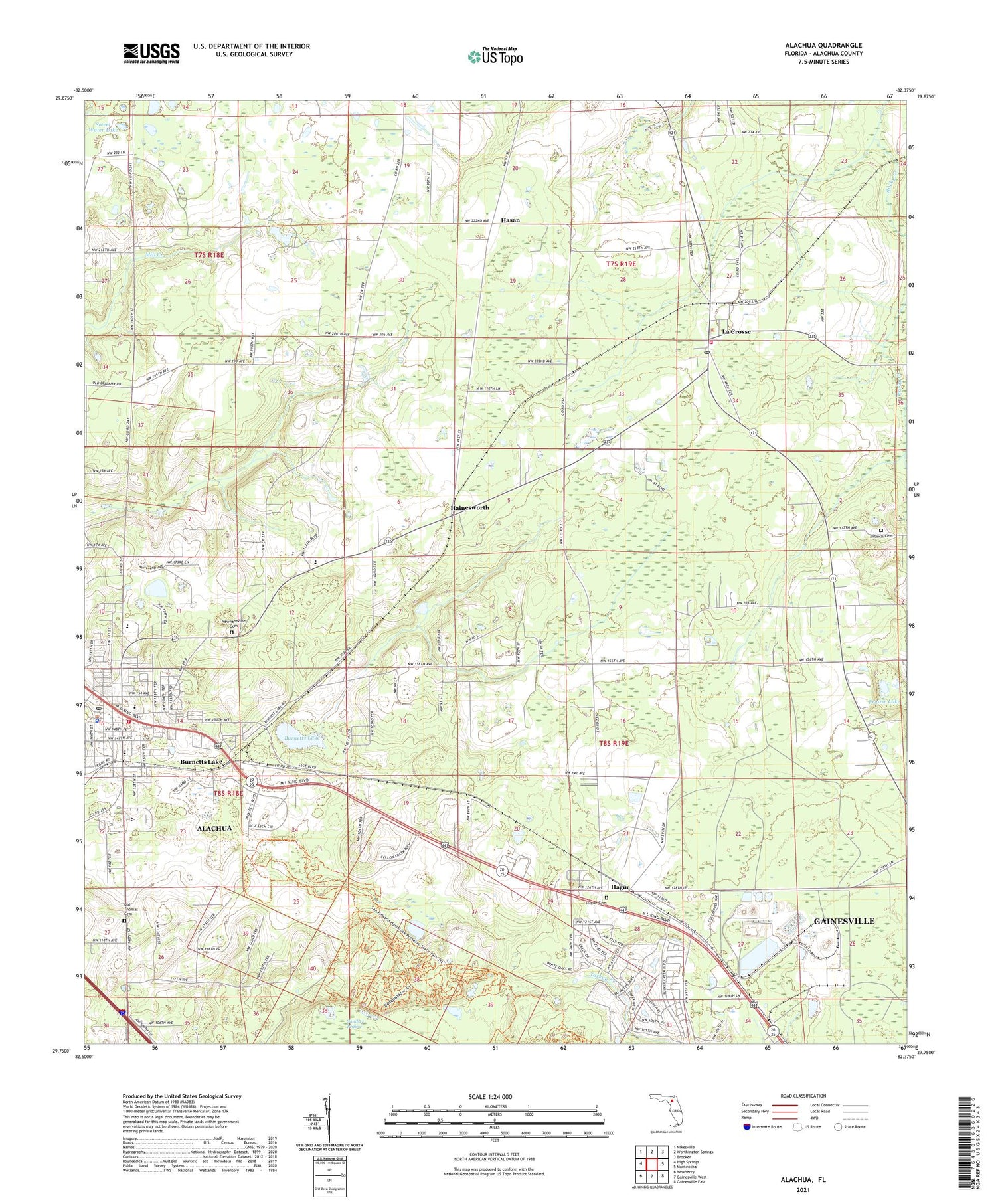Alachua Florida US Topo Map Image