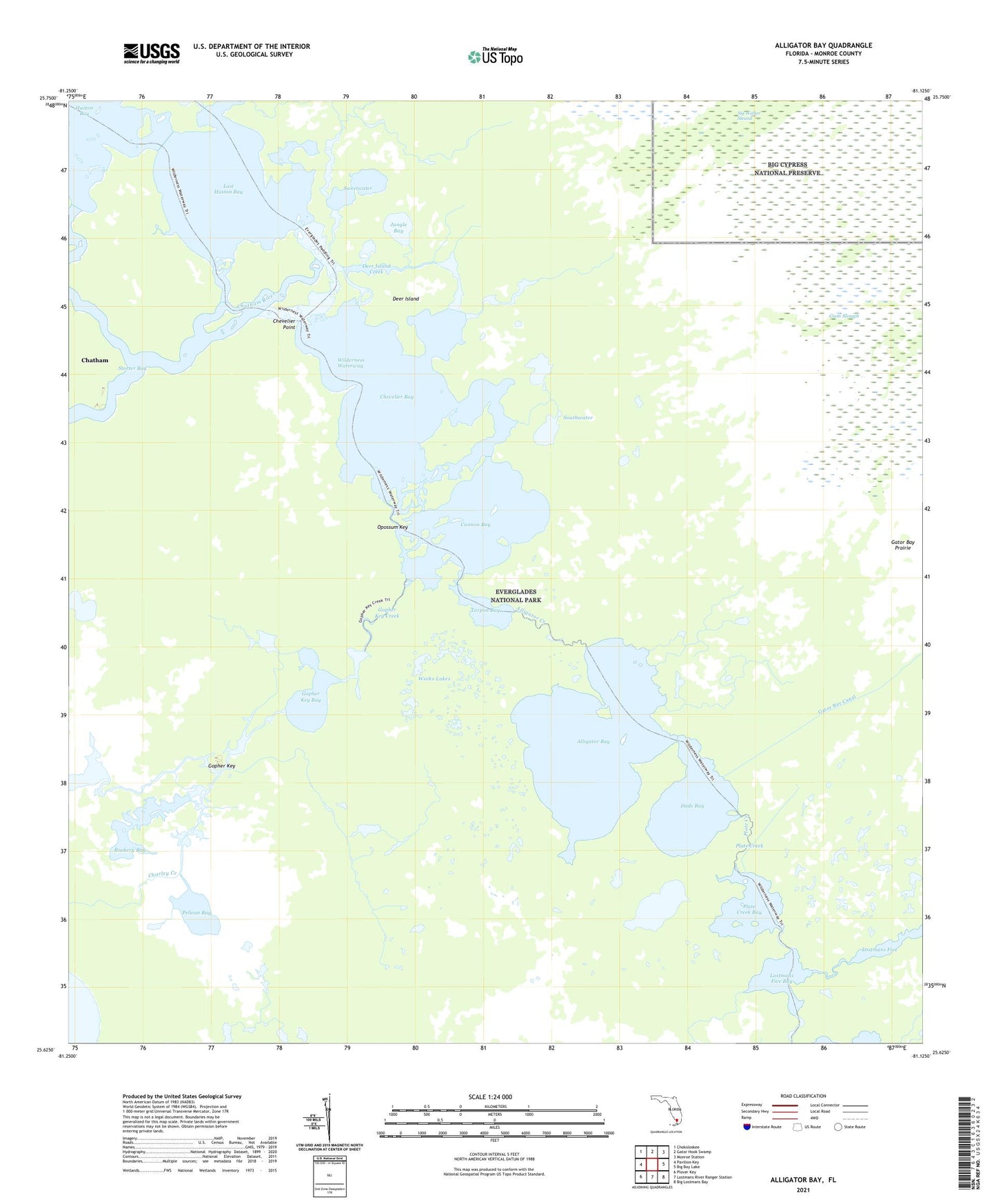 Alligator Bay Florida US Topo Map Image