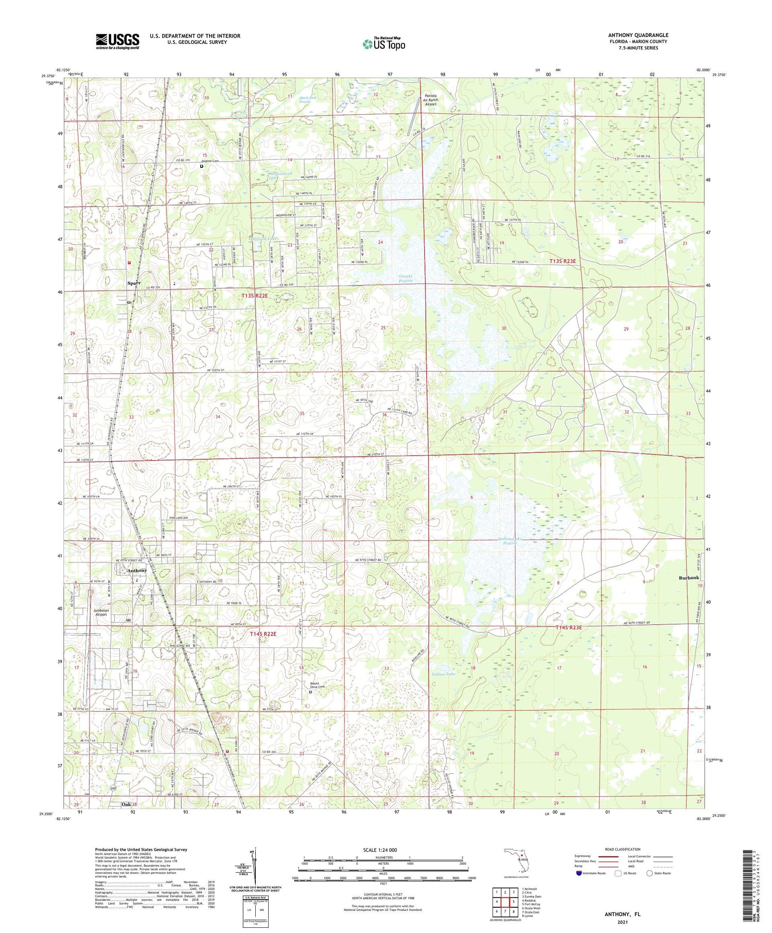 Anthony Florida US Topo Map Image