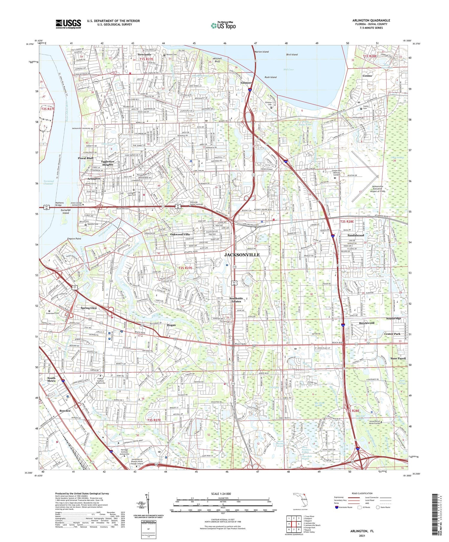 Arlington Florida US Topo Map Image