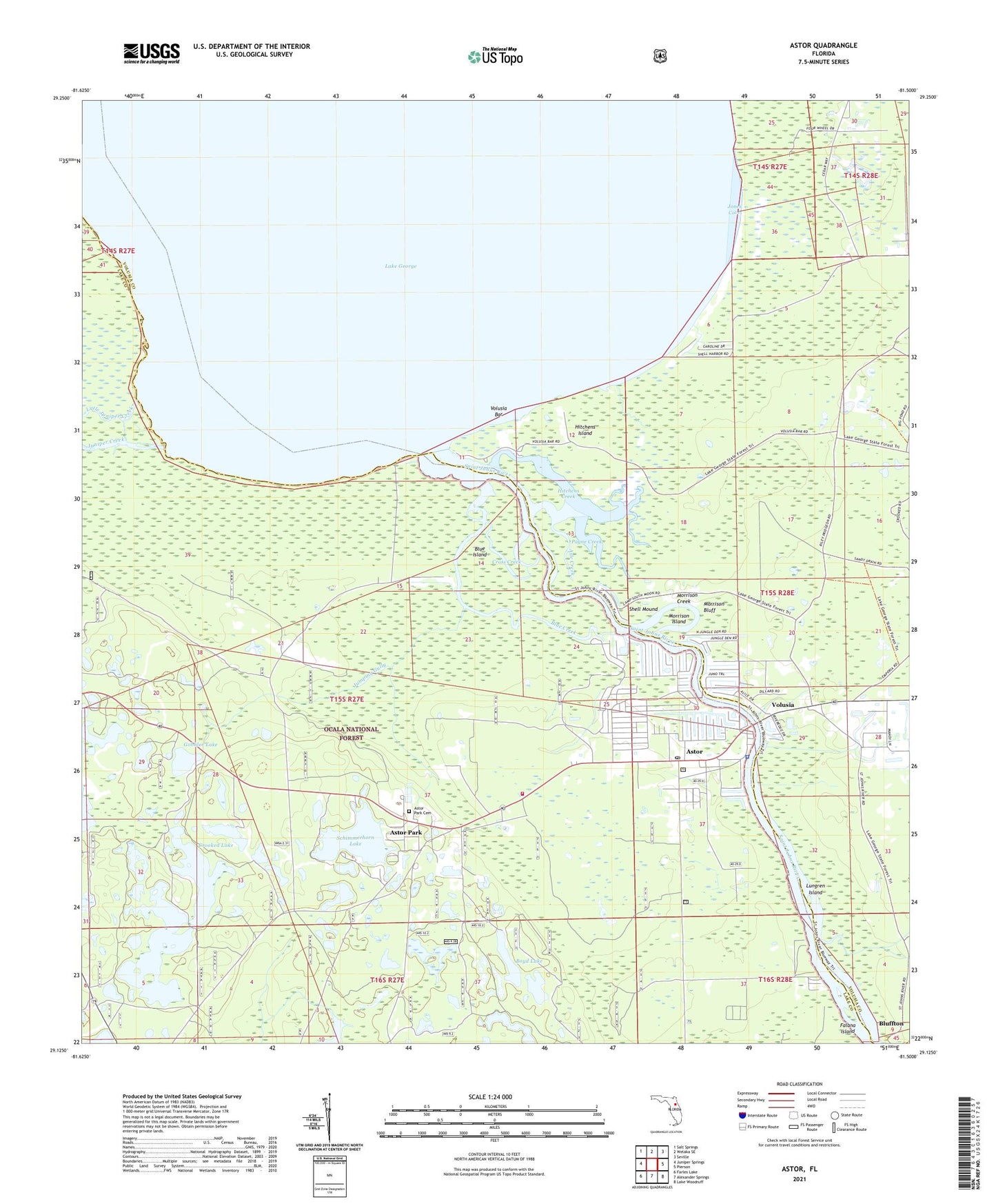 Astor Florida US Topo Map Image