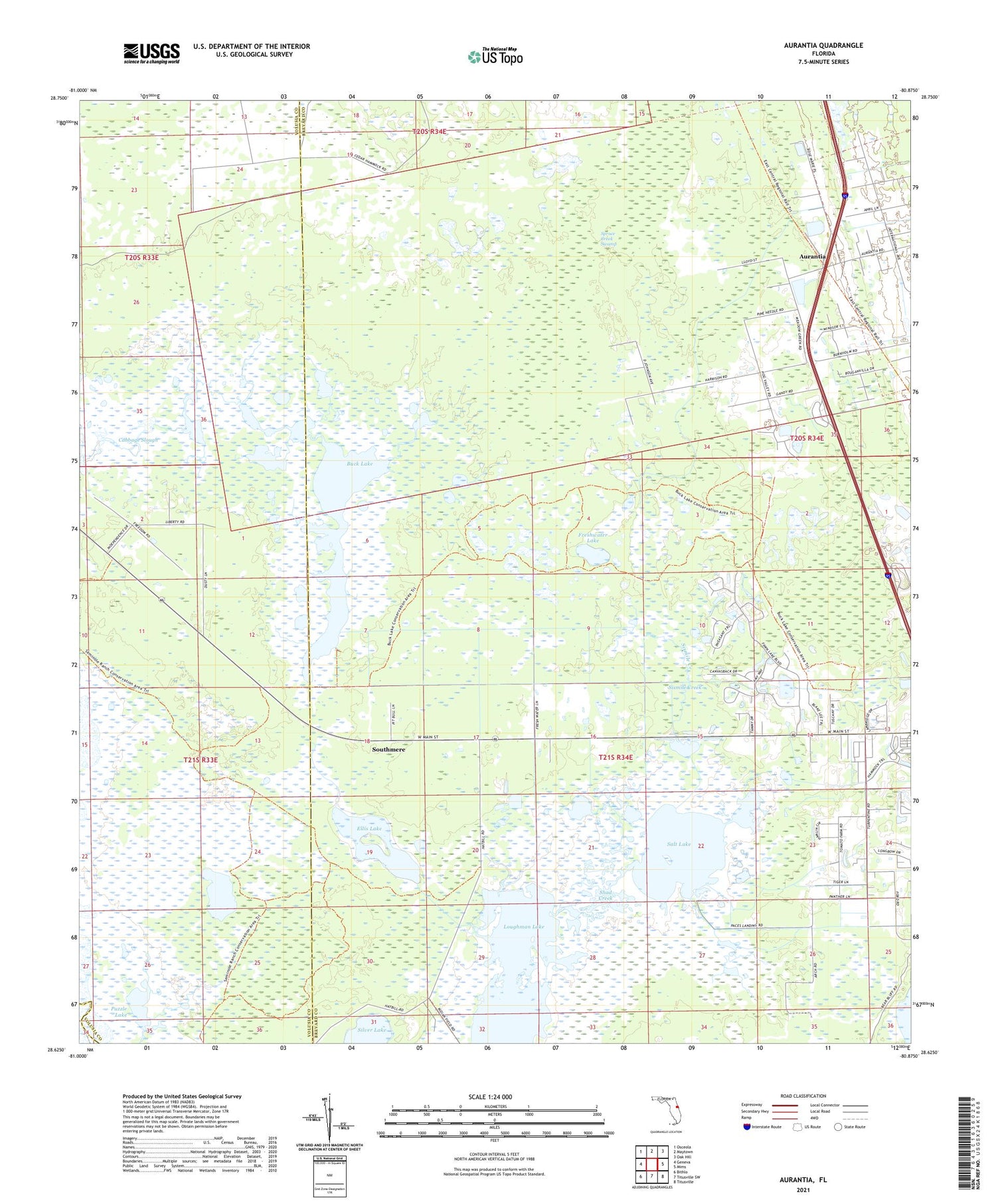 Aurantia Florida US Topo Map Image