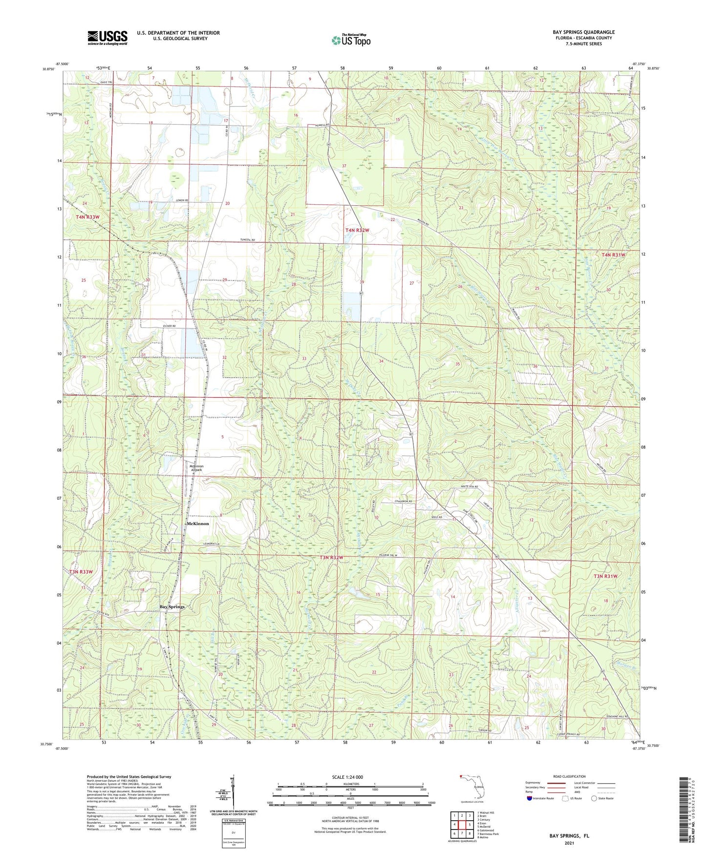 Bay Springs Florida US Topo Map Image