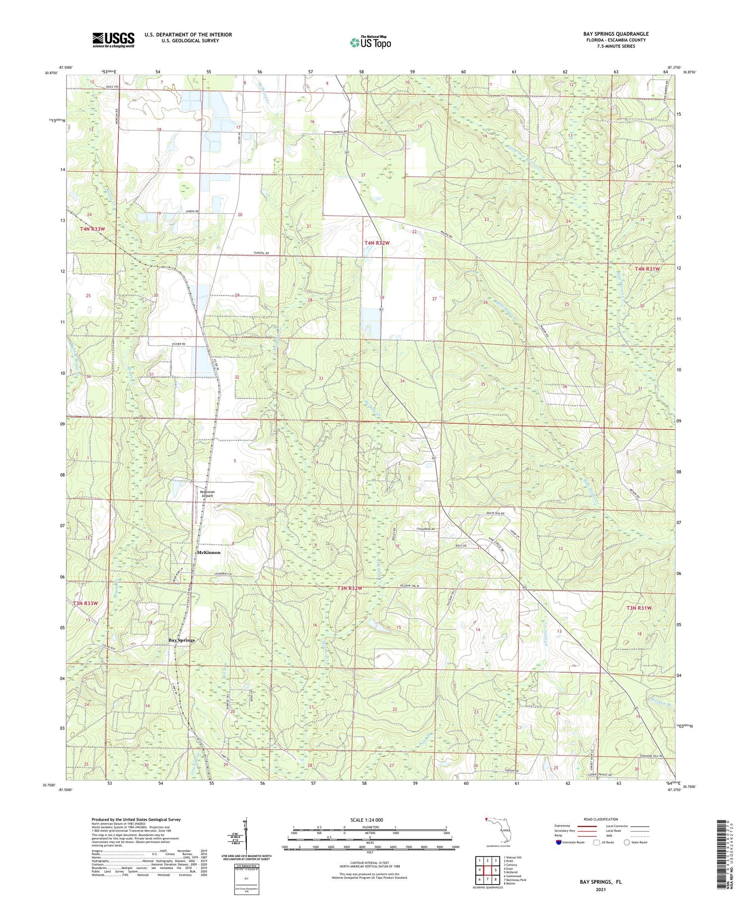 Bay Springs Florida US Topo Map Image
