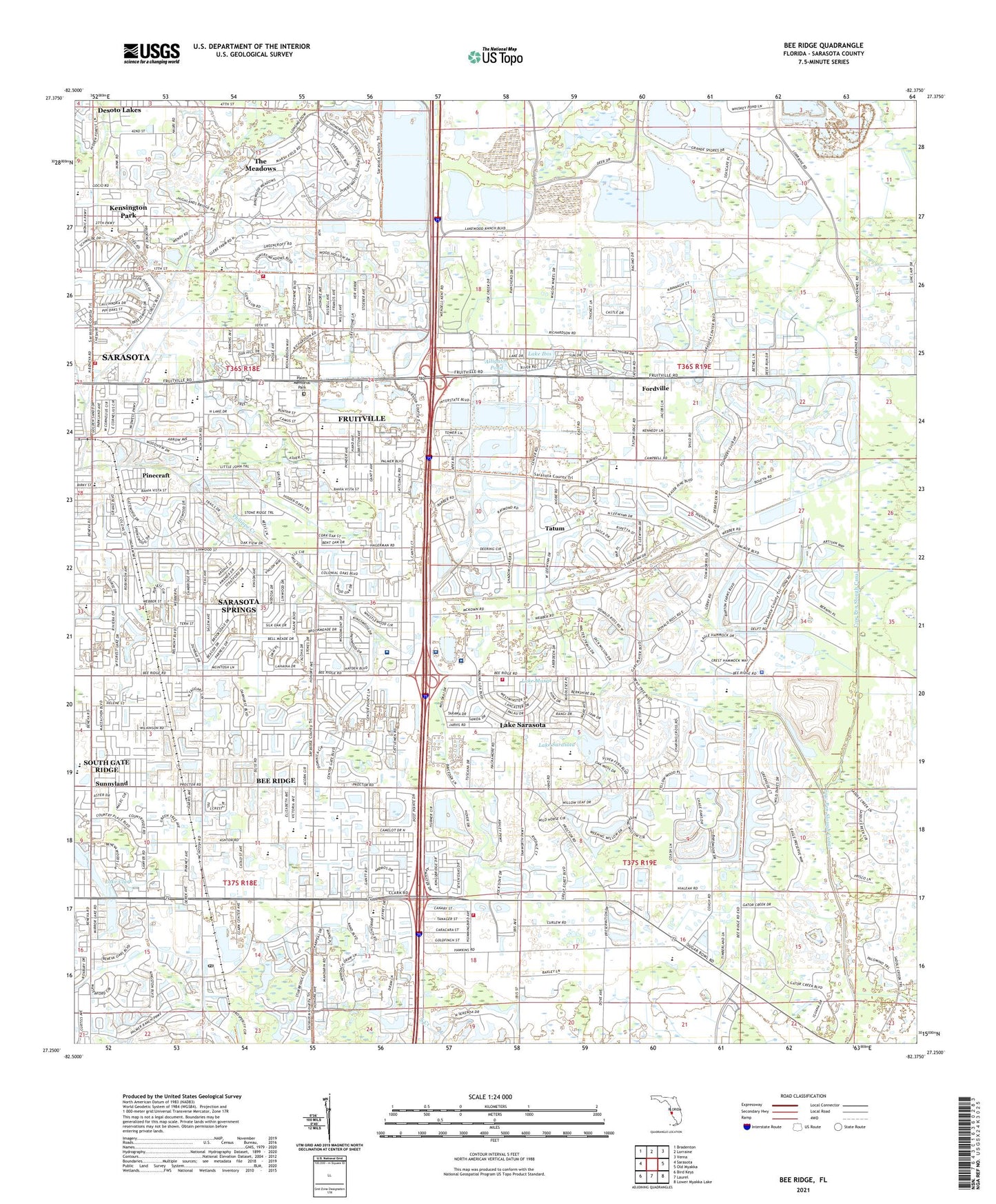 Bee Ridge Florida US Topo Map Image