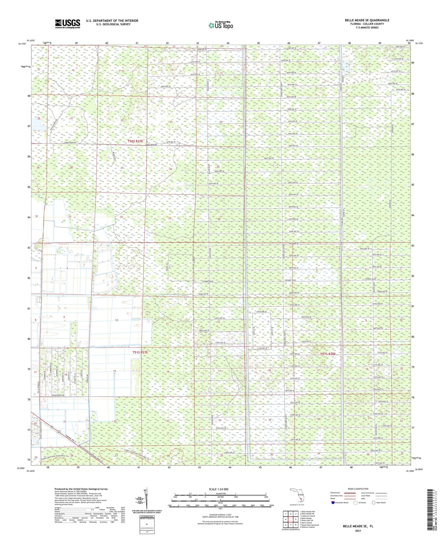 Belle Meade SE Florida US Topo Map Image