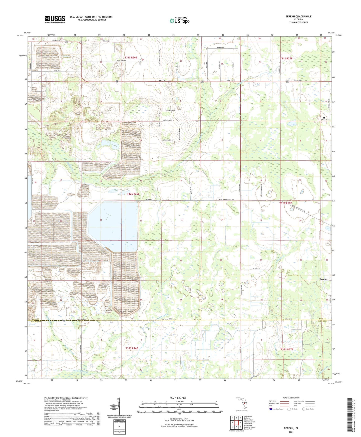 Bereah Florida US Topo Map Image