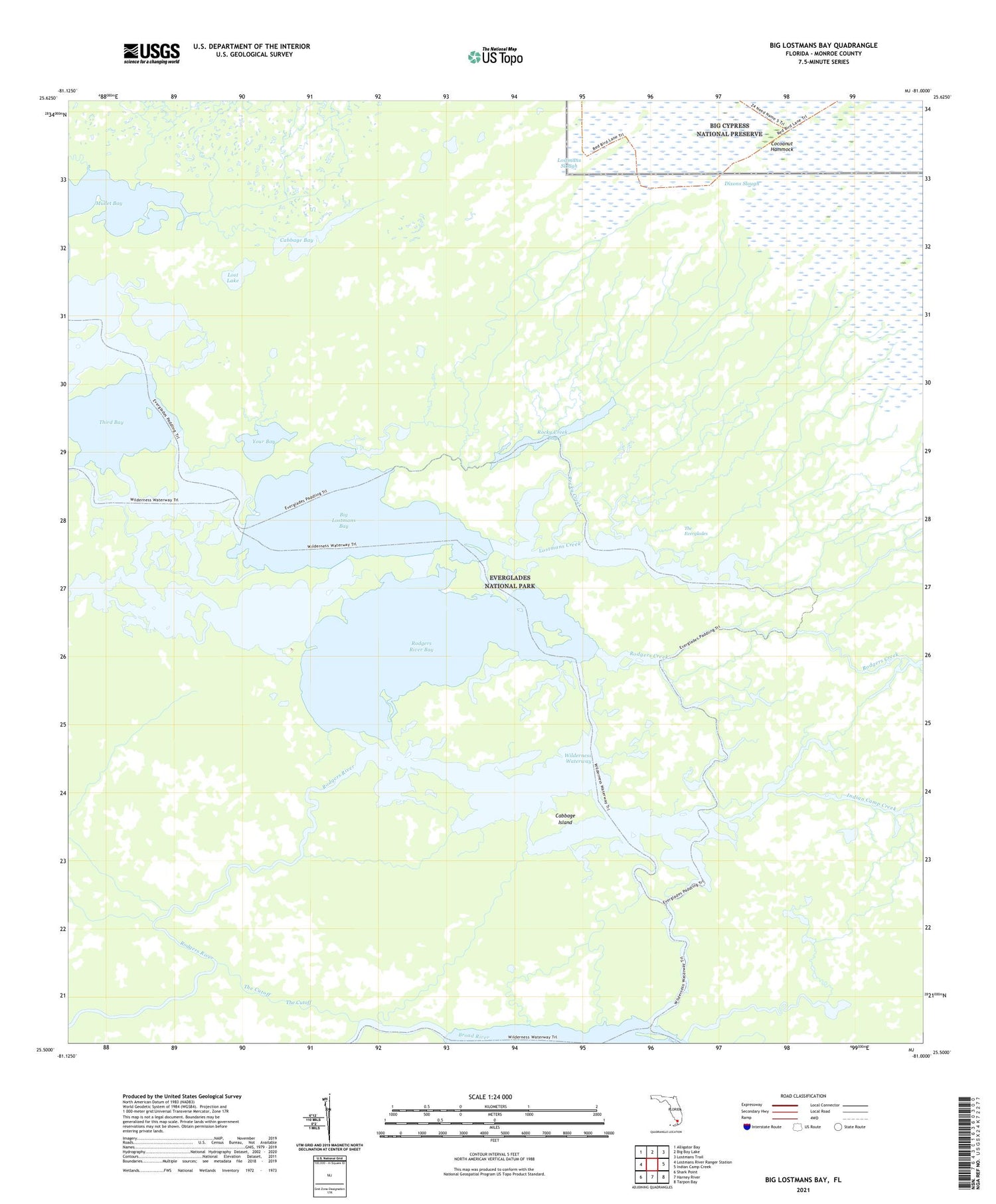 Big Lostmans Bay Florida US Topo Map Image