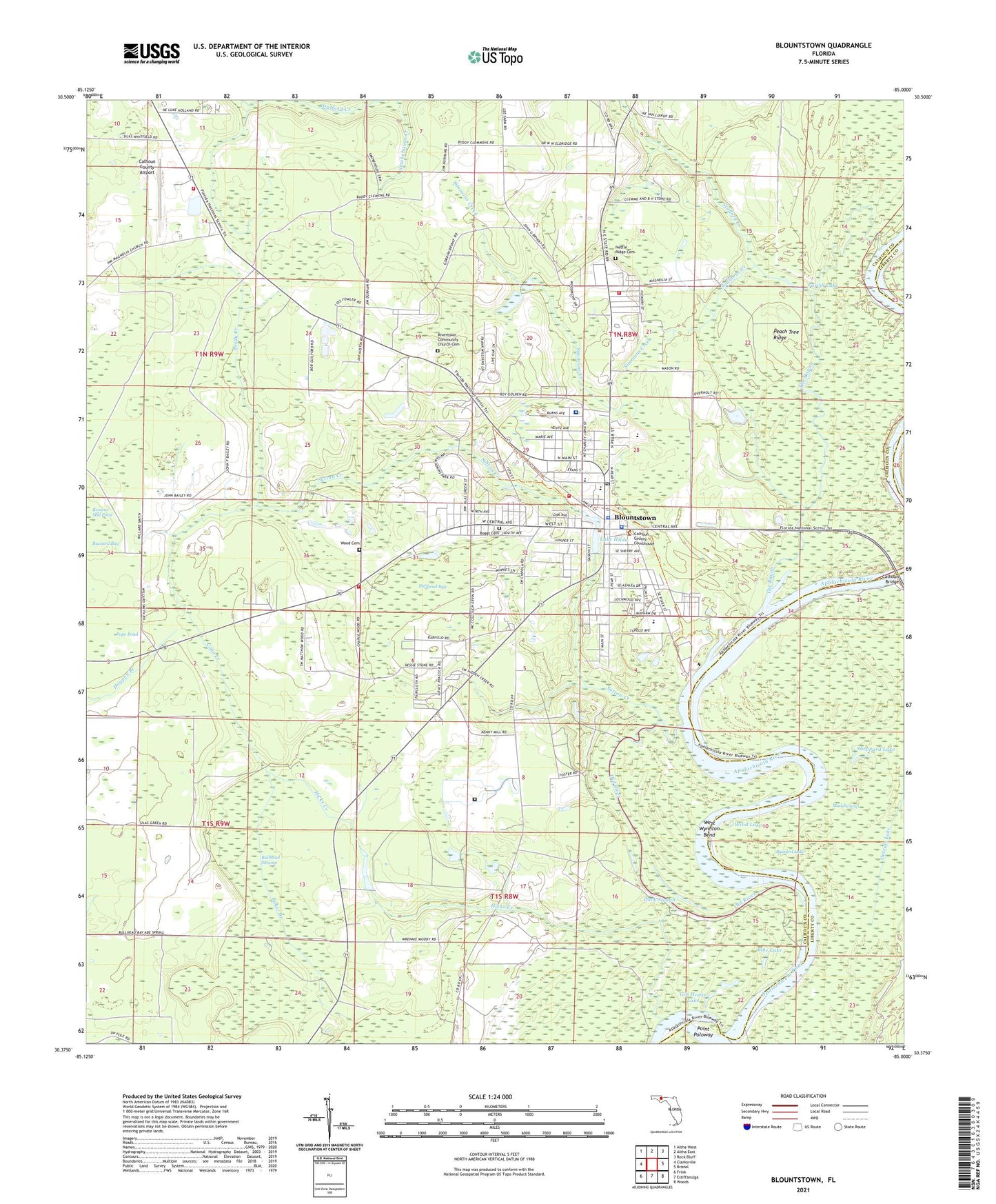 Blountstown Florida US Topo Map Image