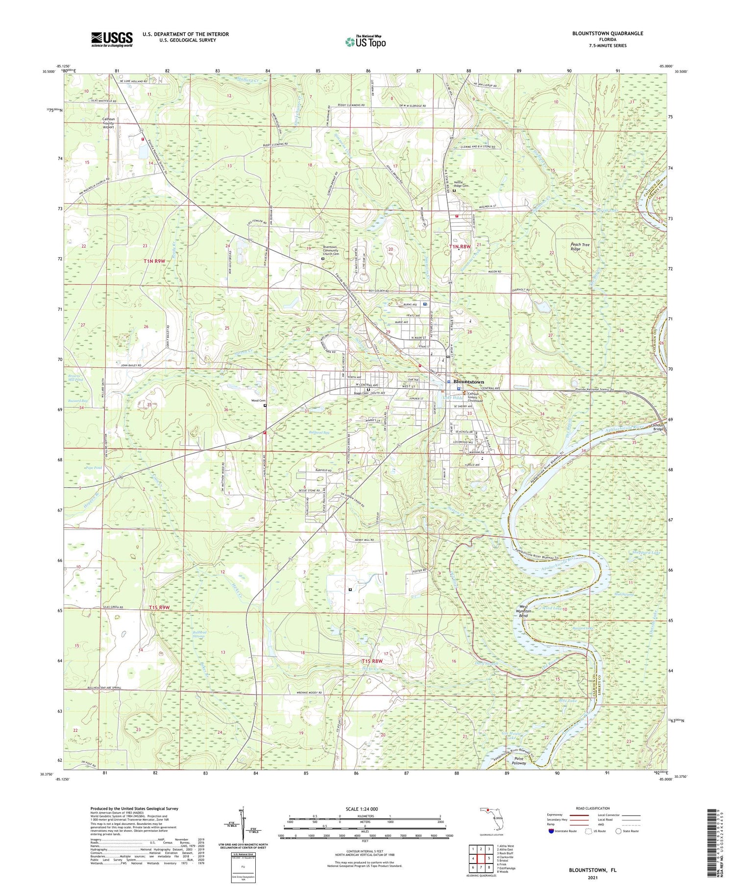 Blountstown Florida US Topo Map Image