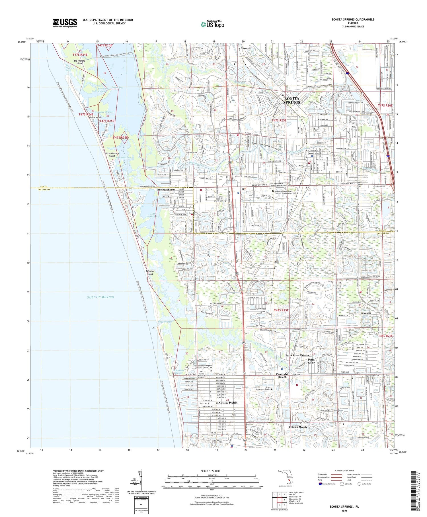 Bonita Springs Florida US Topo Map Image
