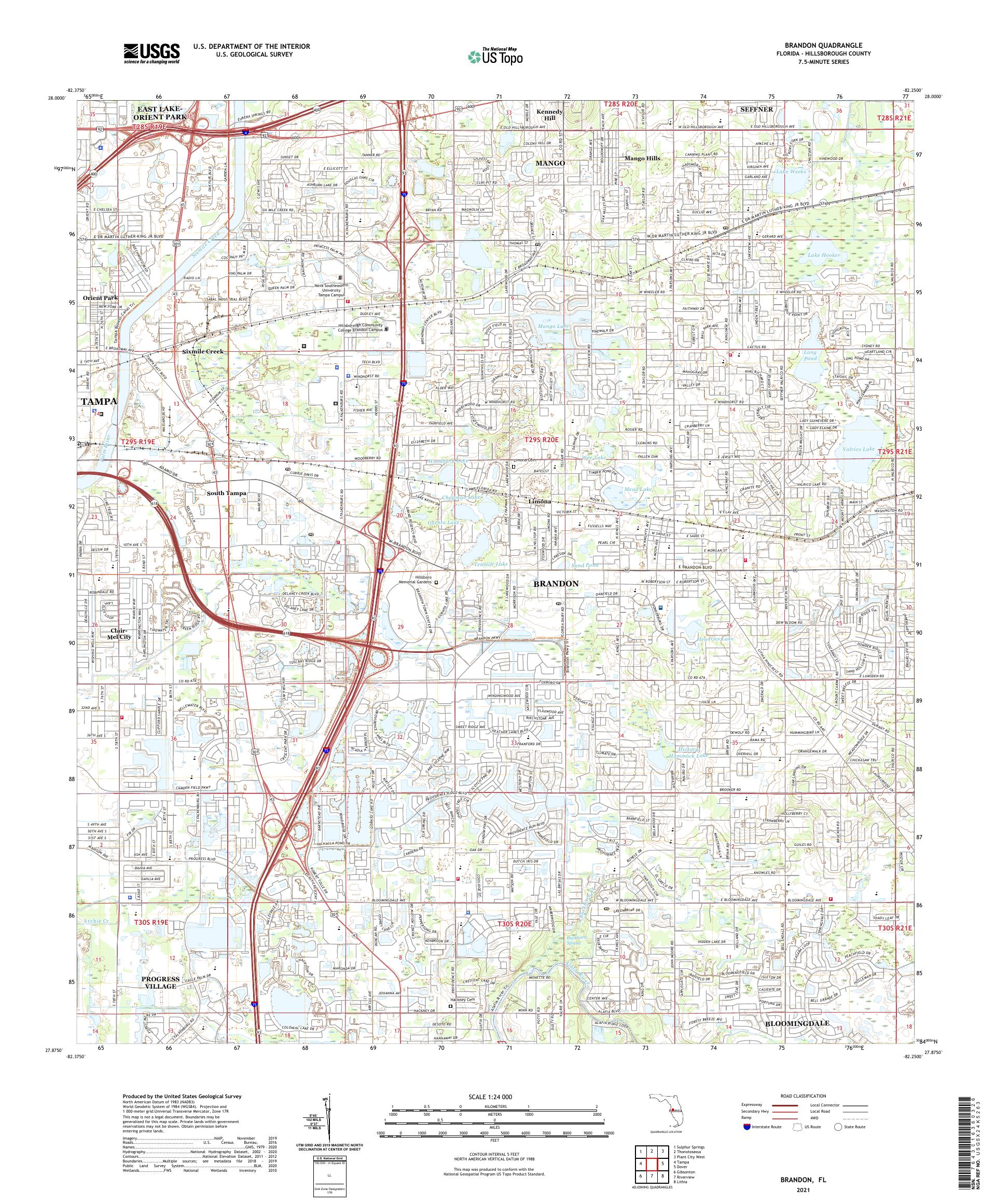 Brandon Florida US Topo Map – MyTopo Map Store