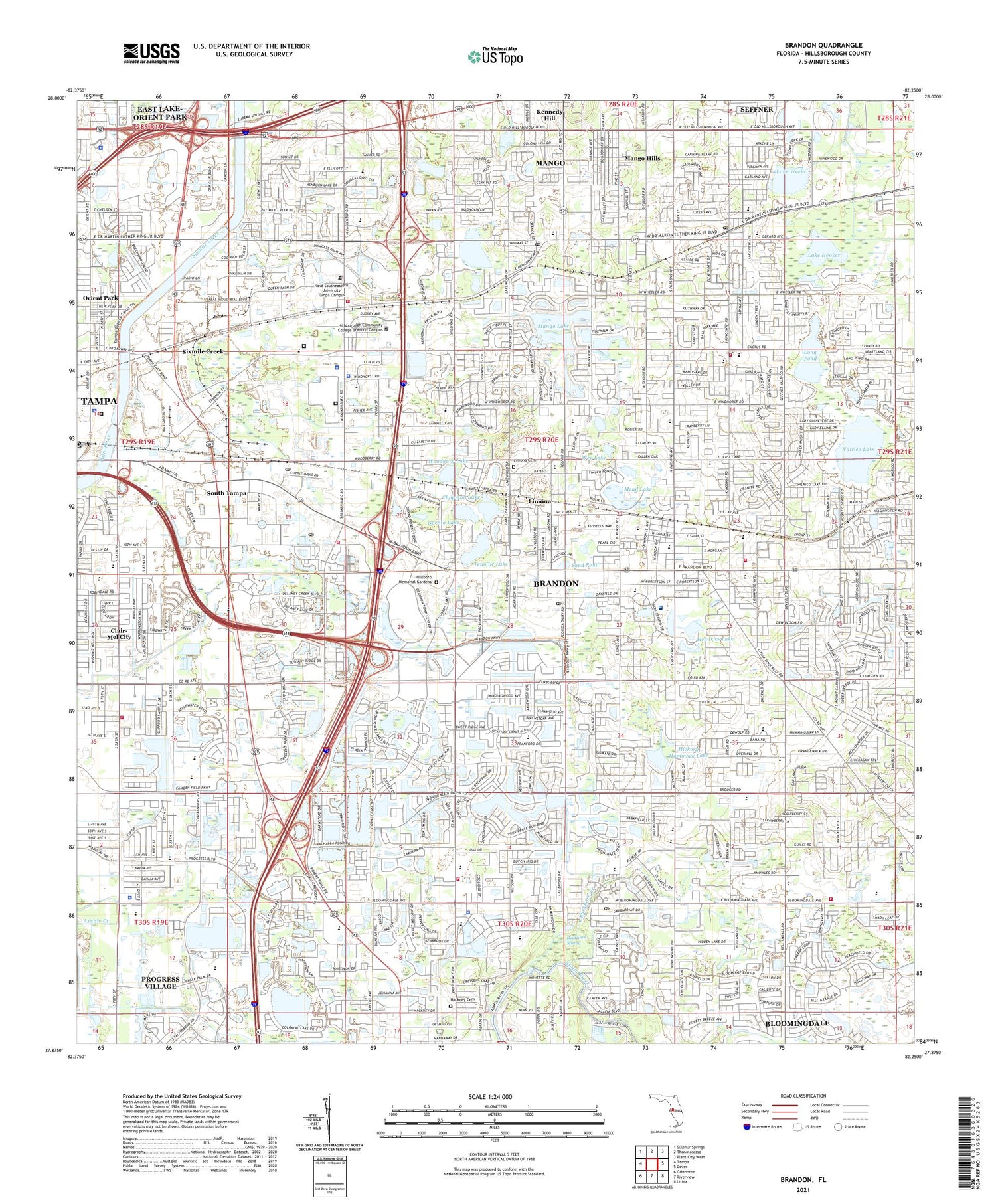 Brandon Florida US Topo Map Image