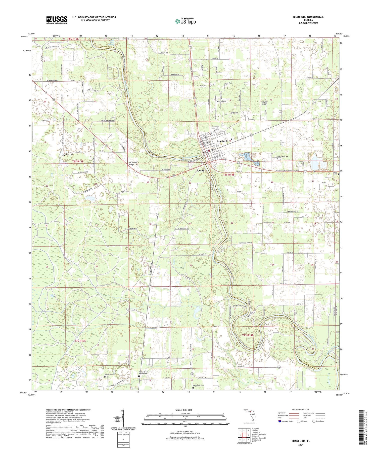 Branford Florida US Topo Map Image
