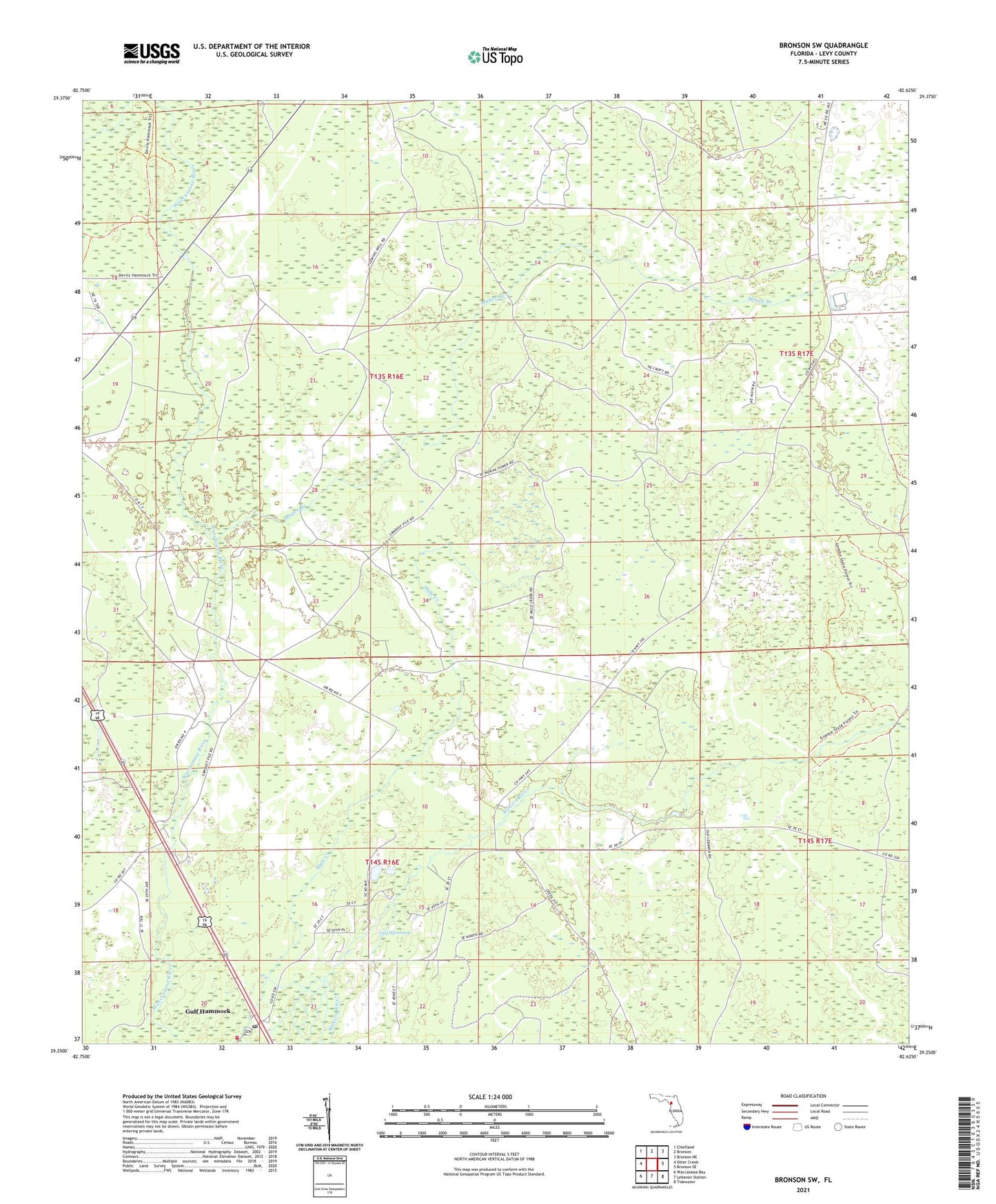 Bronson SW Florida US Topo Map Image