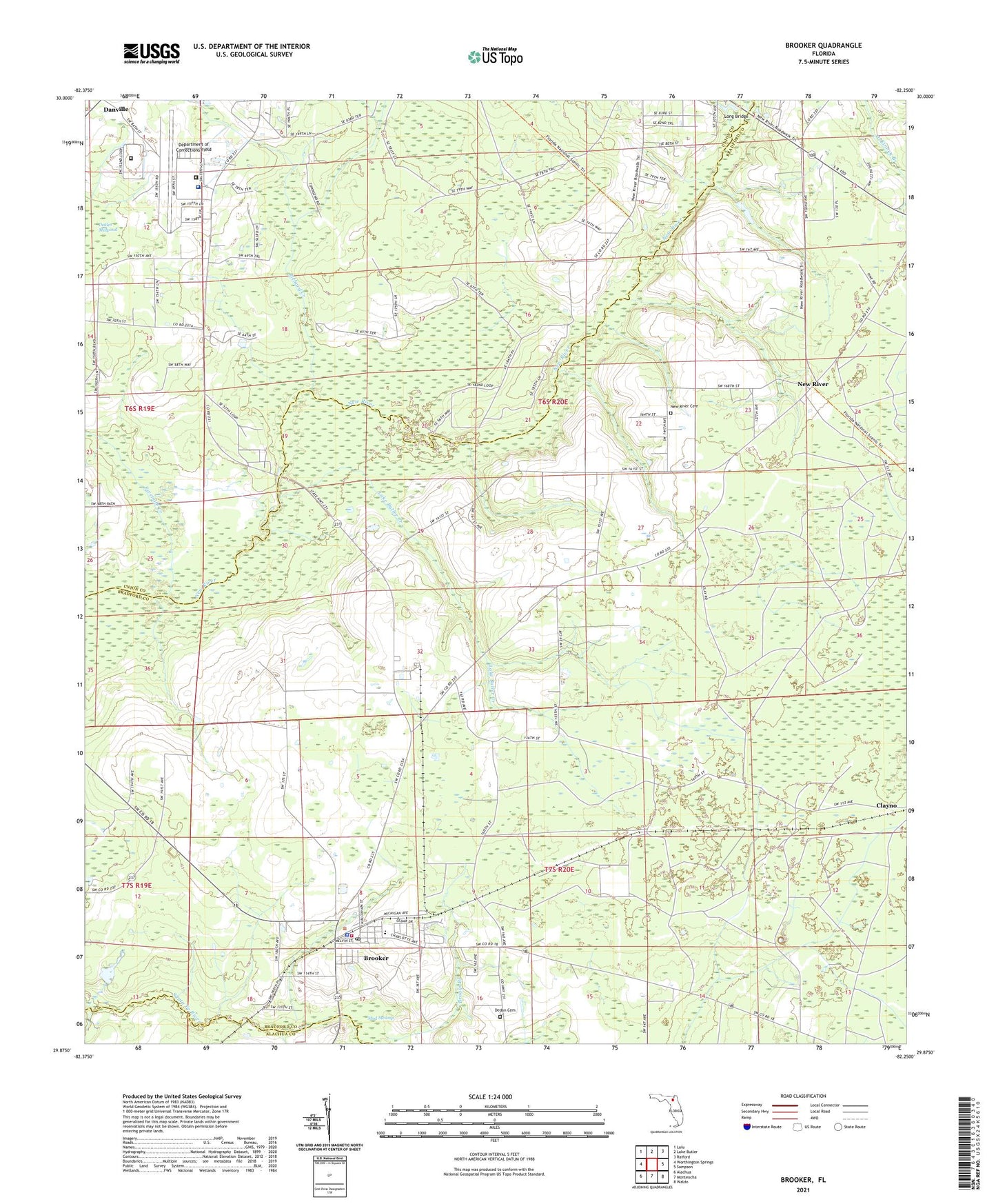 Brooker Florida US Topo Map Image
