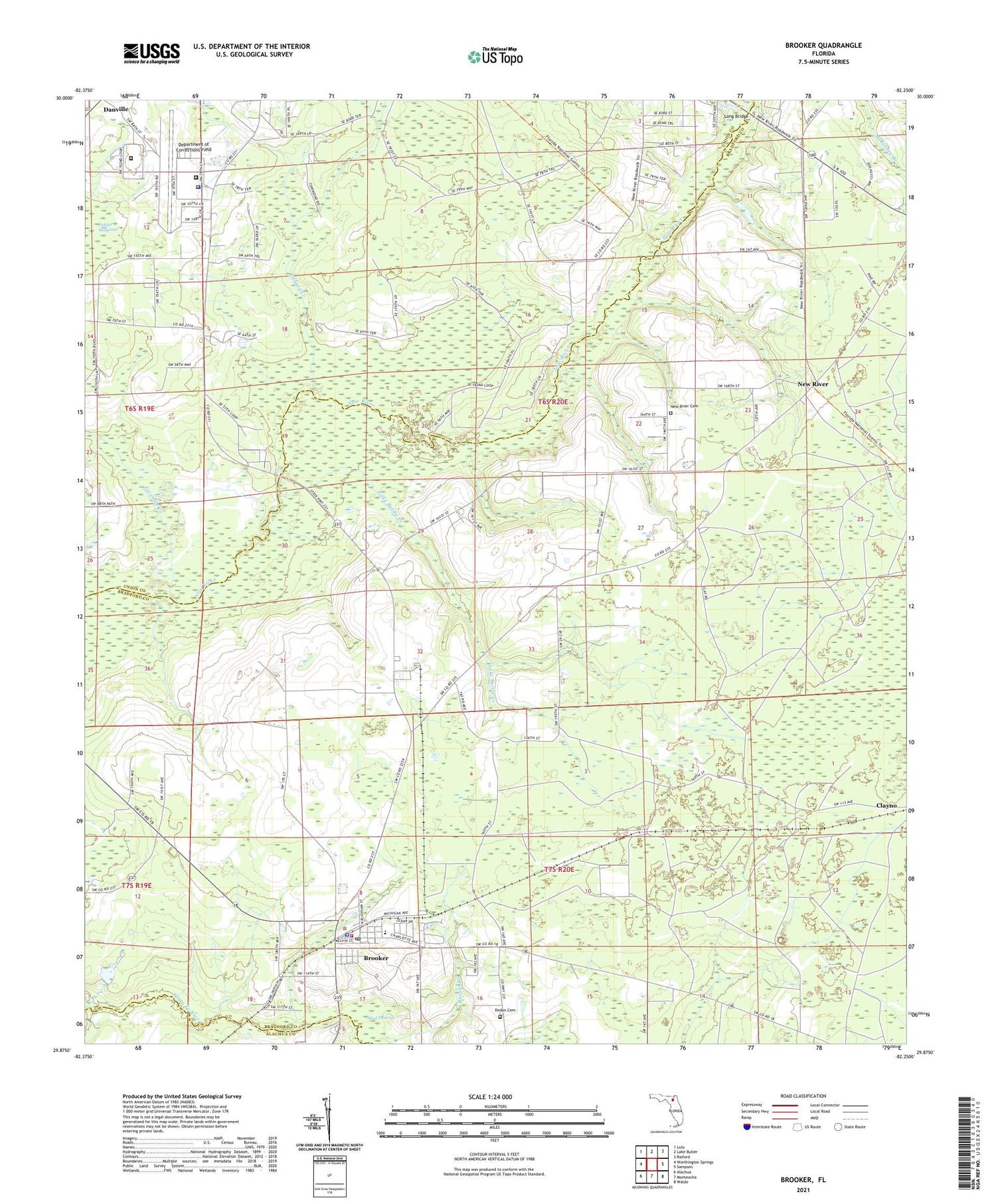 Brooker Florida US Topo Map Image