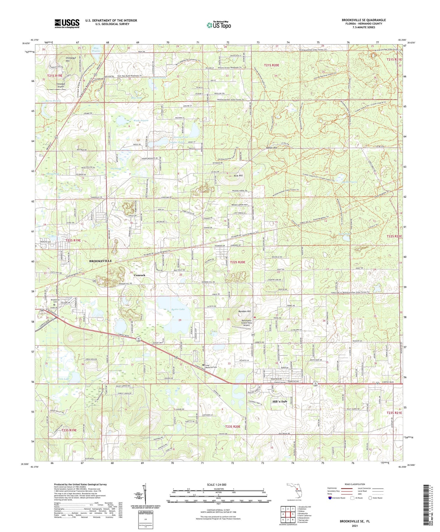 Brooksville SE Florida US Topo Map Image