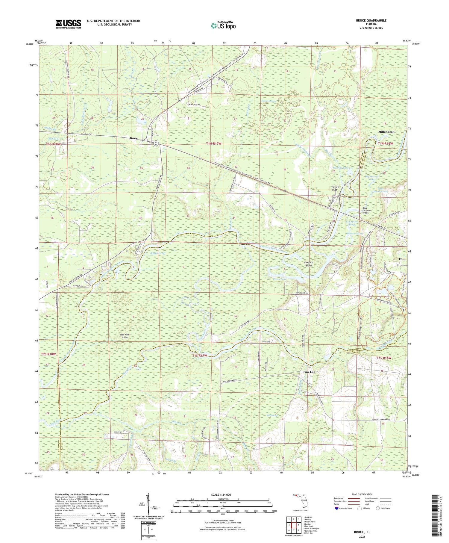 Bruce Florida US Topo Map Image