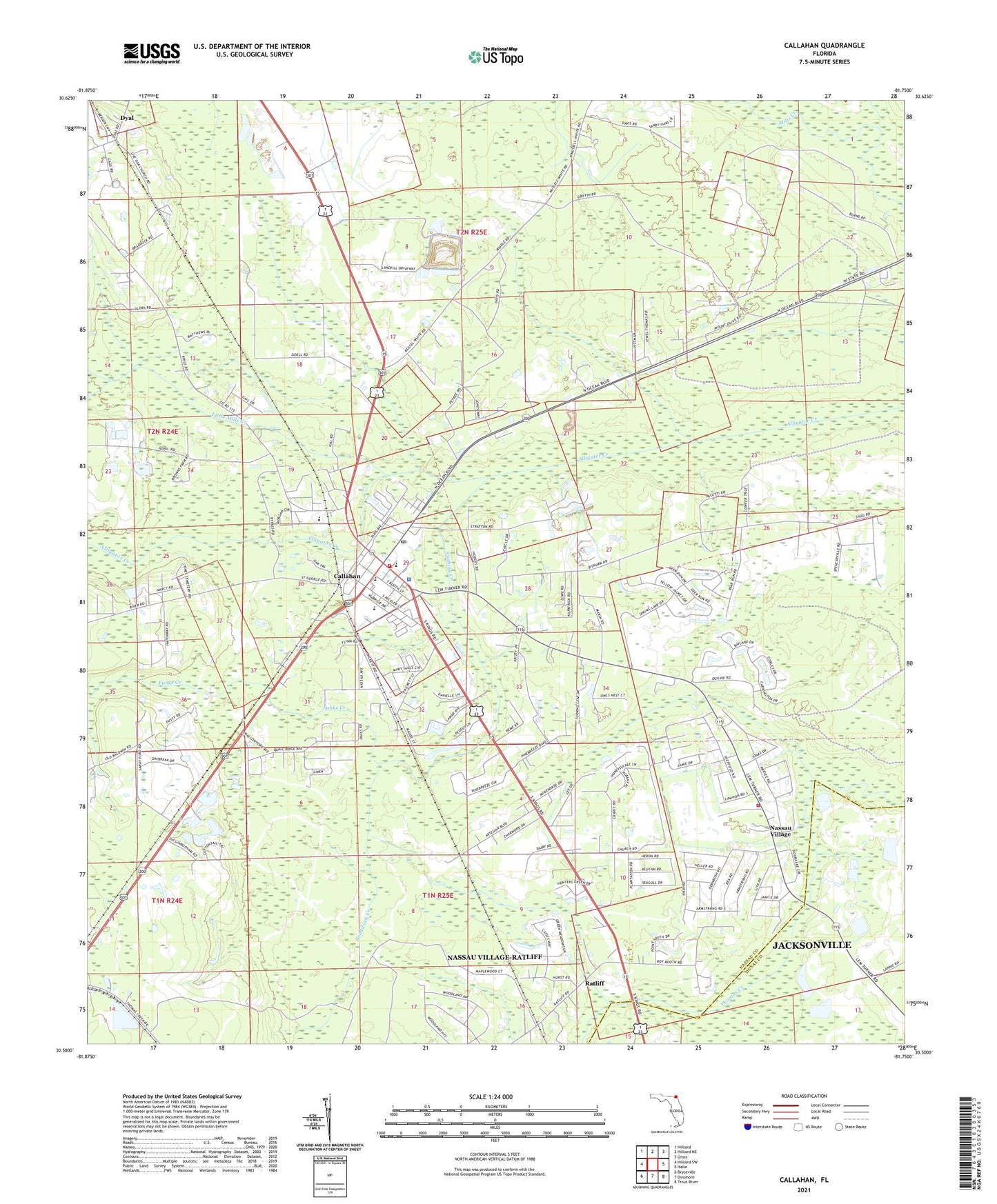 Callahan Florida US Topo Map Image