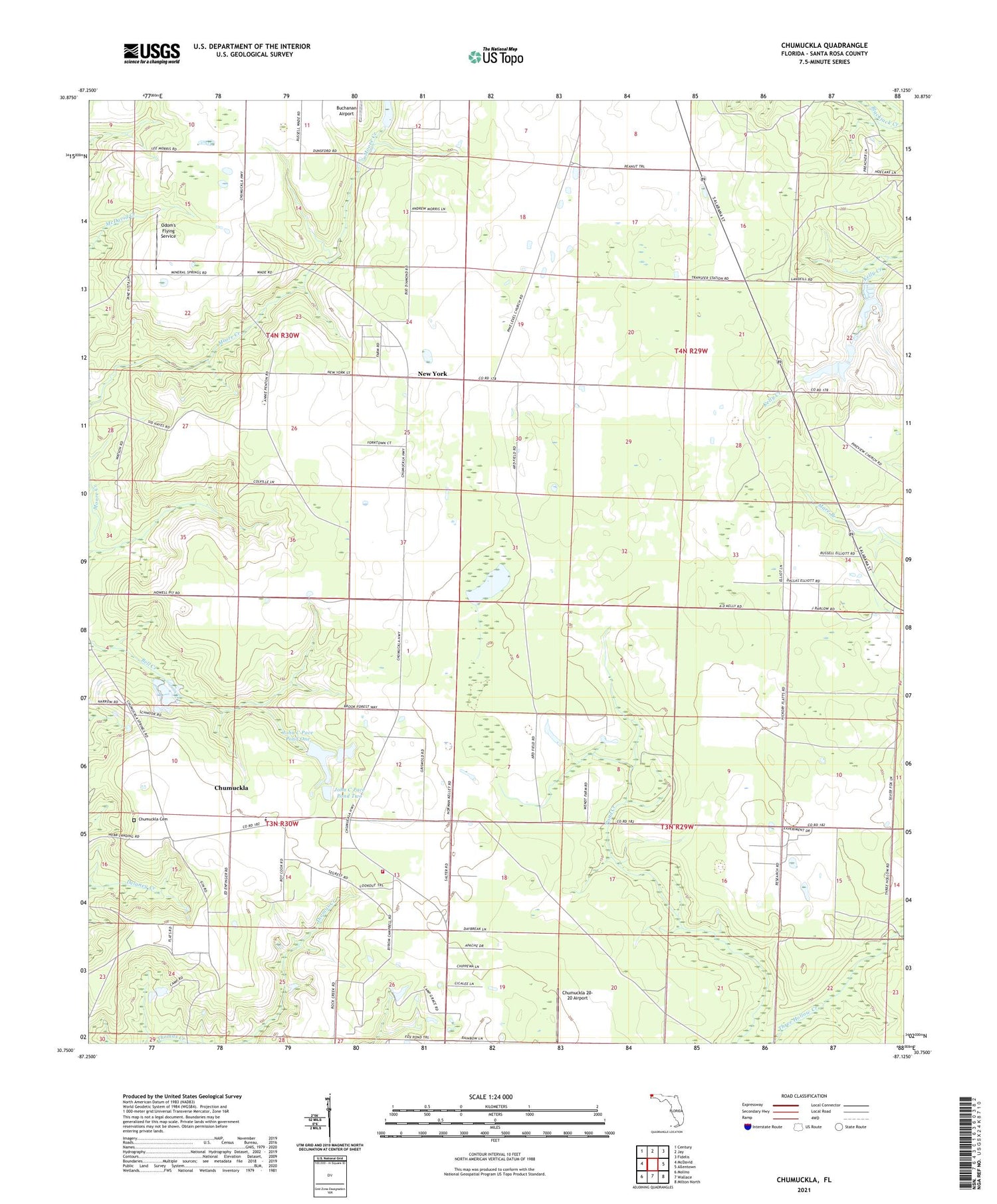 Chumuckla Florida US Topo Map Image