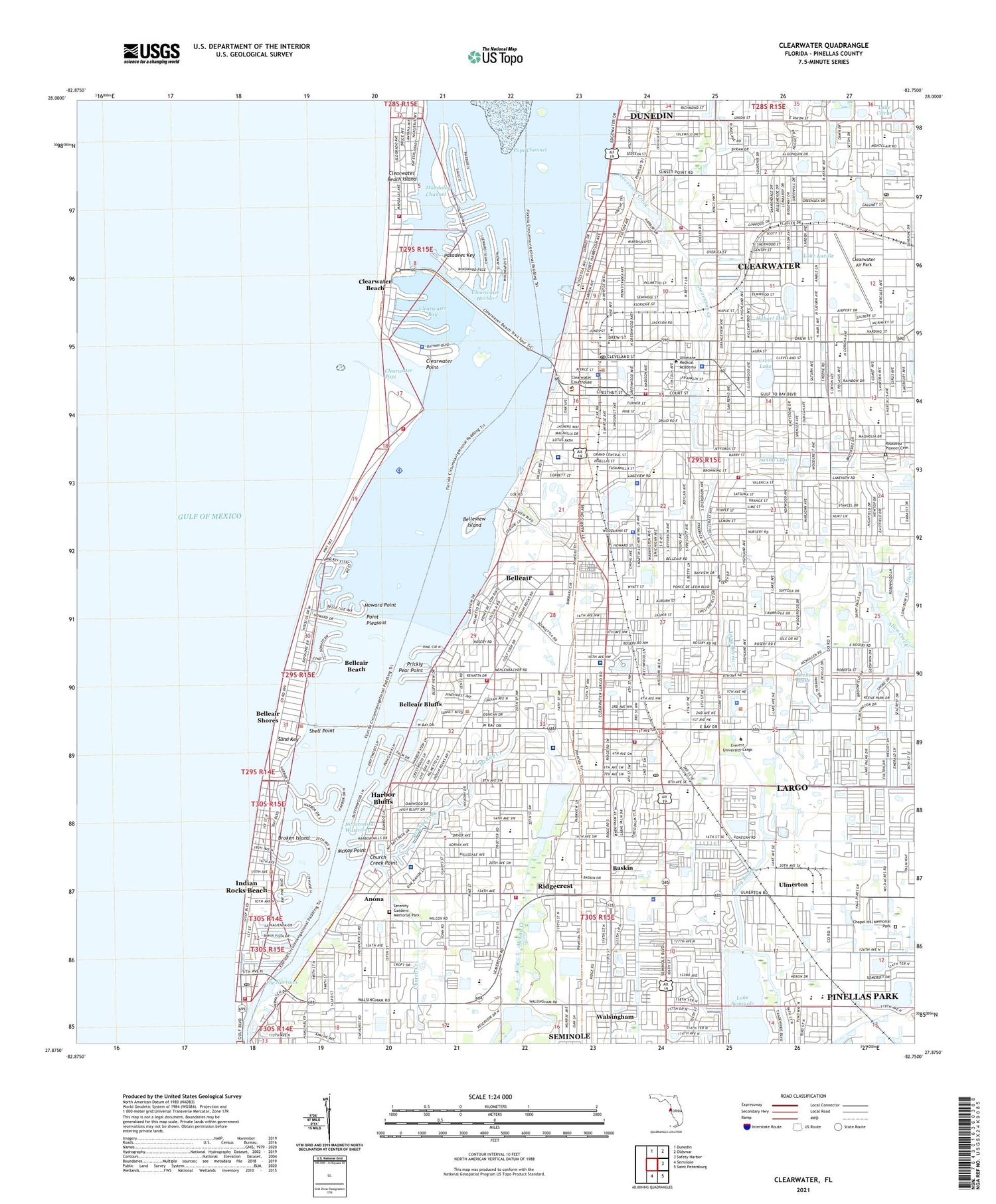 Clearwater Florida US Topo Map Image